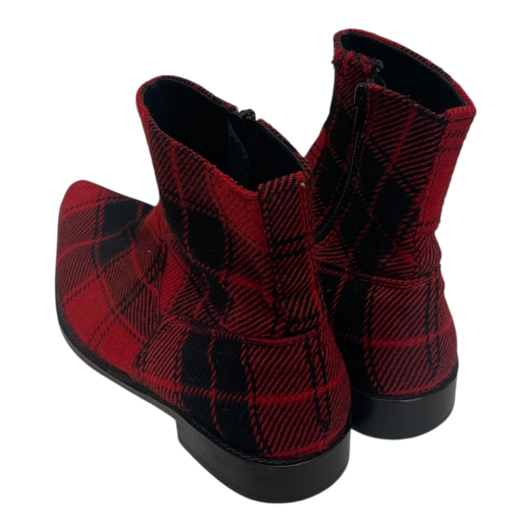 YOHJI YAMAMOTO/Ankle Boots/Plaid/Wool/RED/RED/BLK ANKLE ZIP BOOT view 2