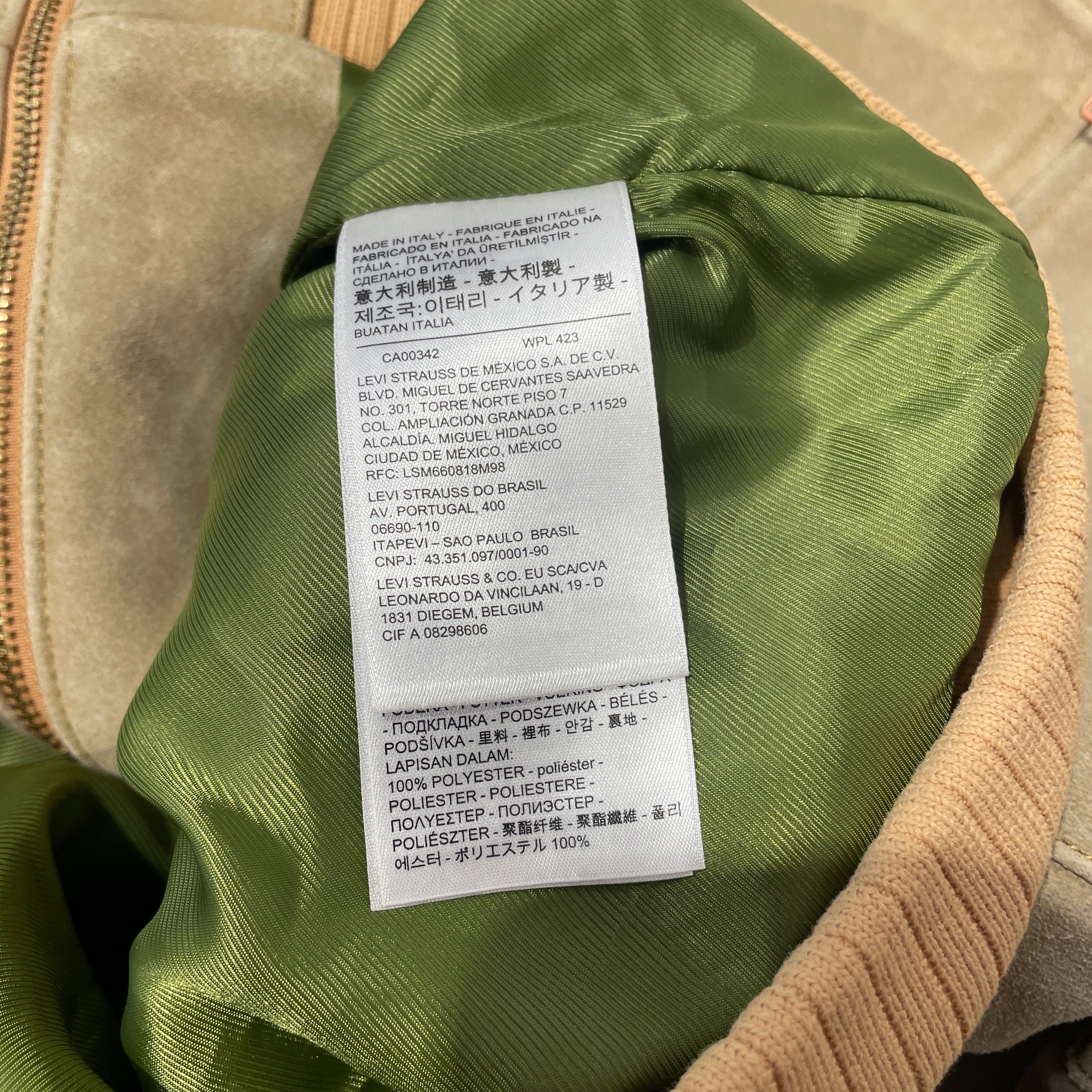 Levi's Vintage Clothing/Flight Jkt/S/Suede/KHK/MADE IN ITALY SUEDE BOMBER view 4