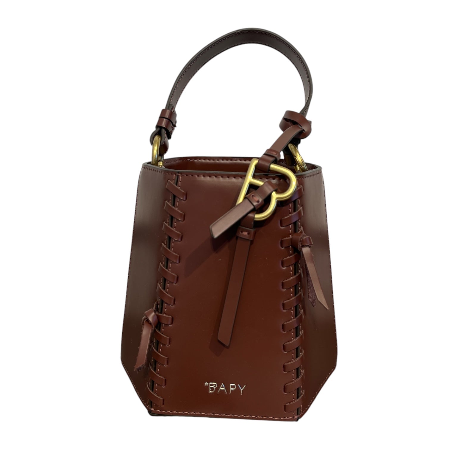 BAPY/Basket Bag/Leather/BRW/WOVEN SEAMS BUCKET BAG view 1