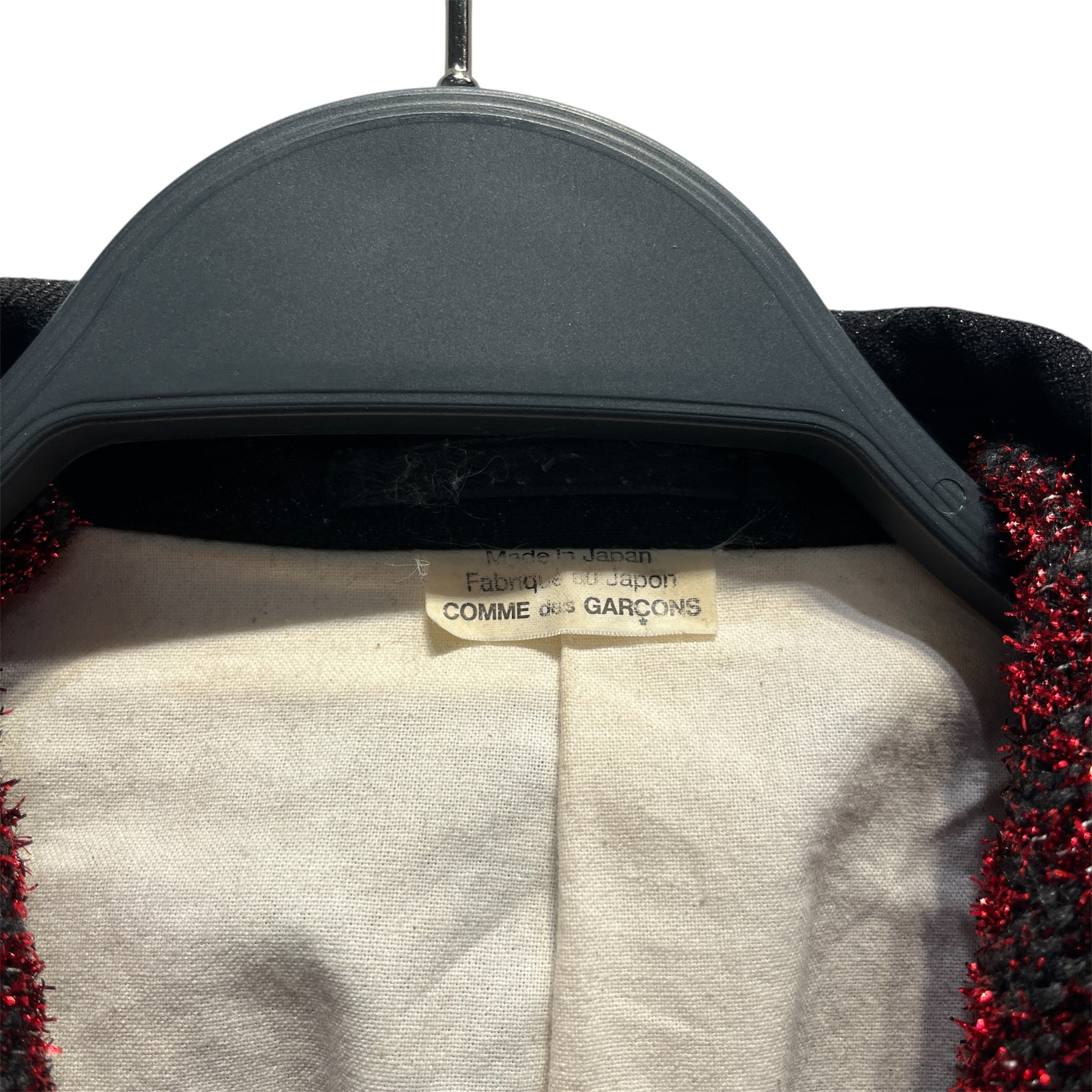 COMME des GARCONS HOMME PLUS/Tailored Jkt/S/Wool/BLK/Glitter/RED STRAP BLAZER view 4