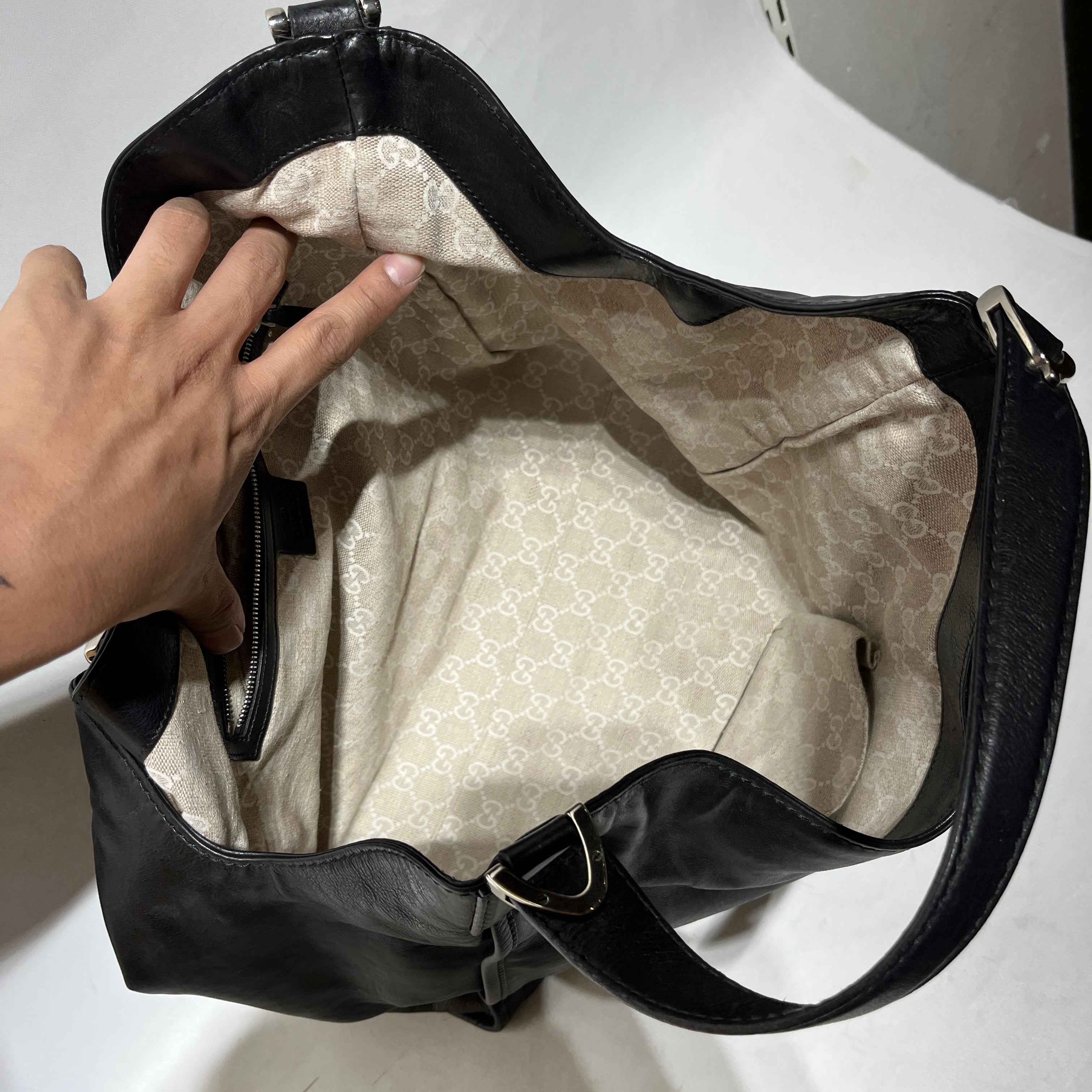 GUCCI/Hand Bag/Leather/BLK/SOFT STIRRUP view 6