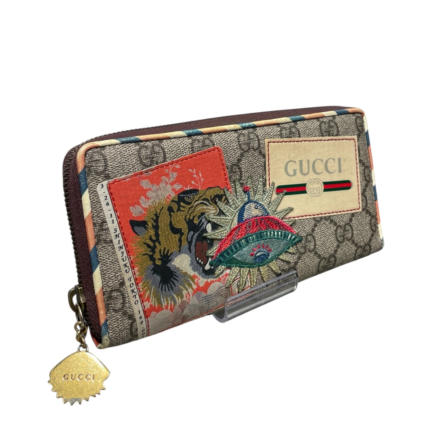 GUCCI/Trifold Wallet/Monogram/Leather/KHK/M's/GUCCI CG SUPREME COURIER LONG view 1