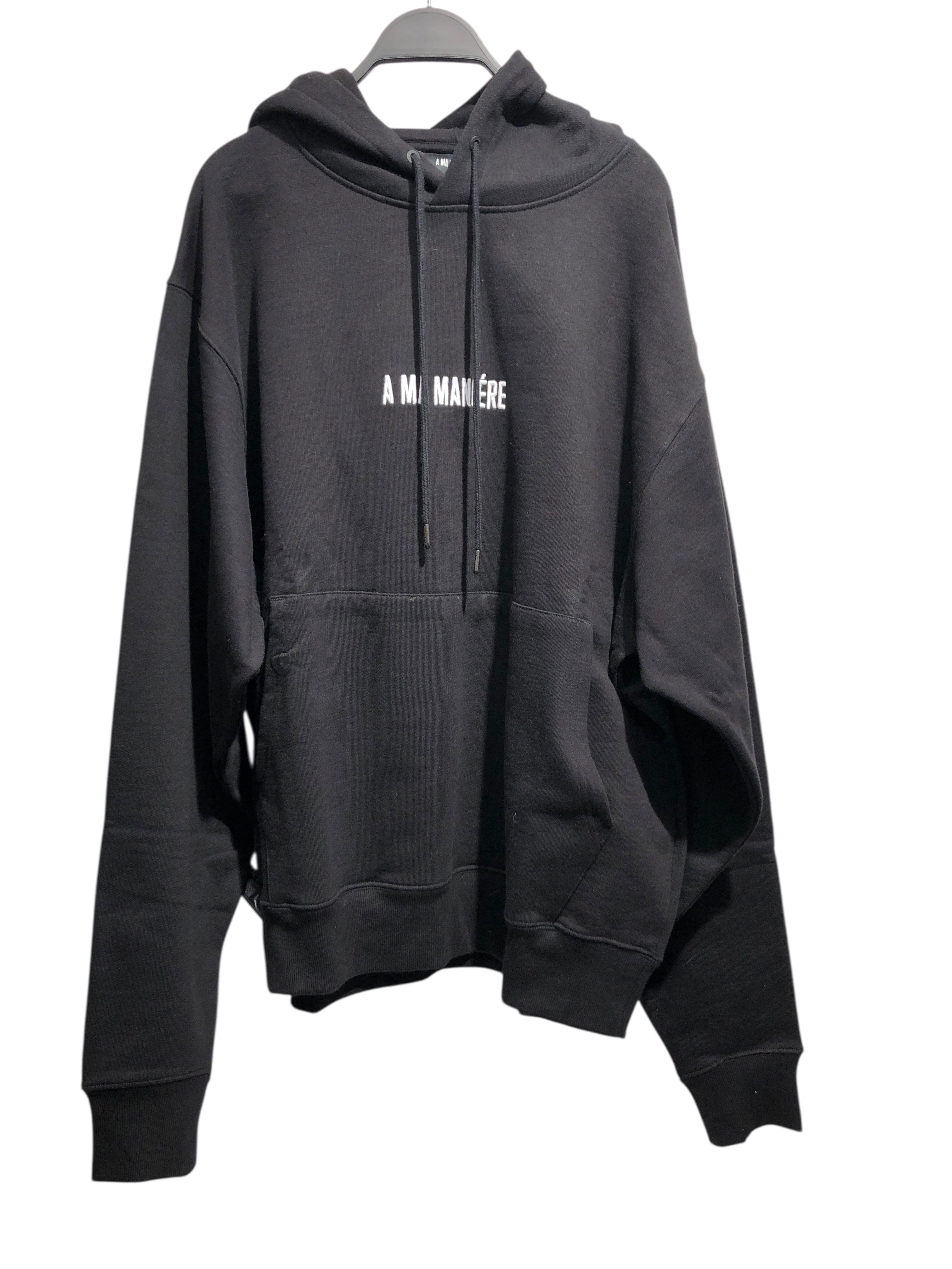 A MA MANIERE/Hoodie/XL/Cotton/BLK/Pullover/white lettering view 1