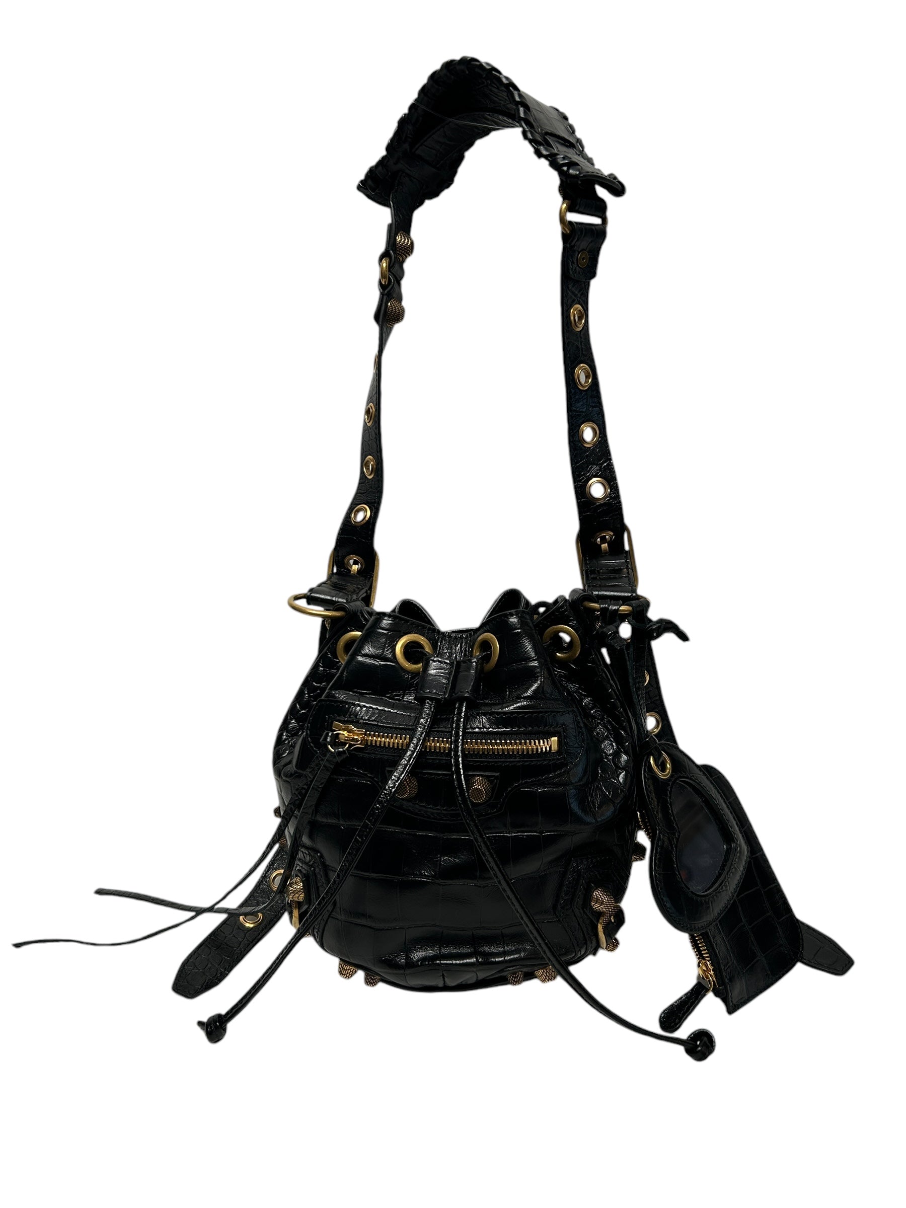 BALENCIAGA/Bag/OS/Leather/BLK/Le Cagole Bucket Bag view 1