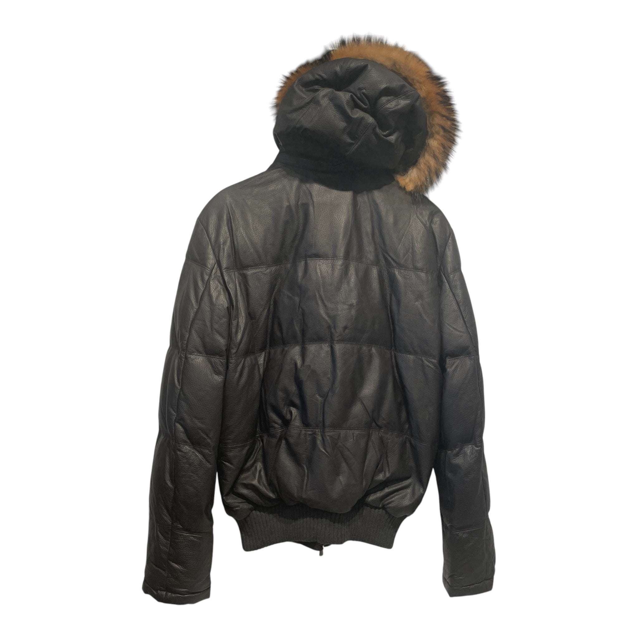 ENRICO MANDELLI/Coat/49/Leather/BRW/fur lined hood view 2
