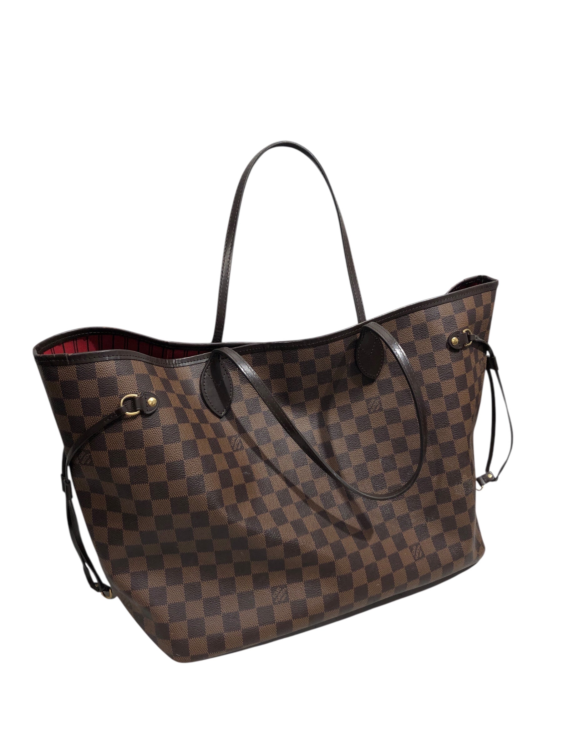 LOUIS VUITTON/Tote Bag/Glen Check/Leather/BRW/Neverfull GM Damier Ebene Canv view 1