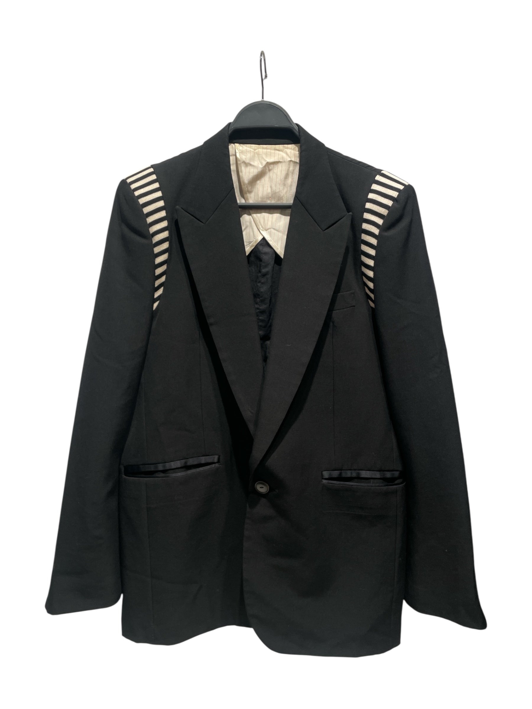 NUMBER (N)INE/Tailored Jkt/3/Wool/BLK/BLAZER STRIPED SHOULDER view 1