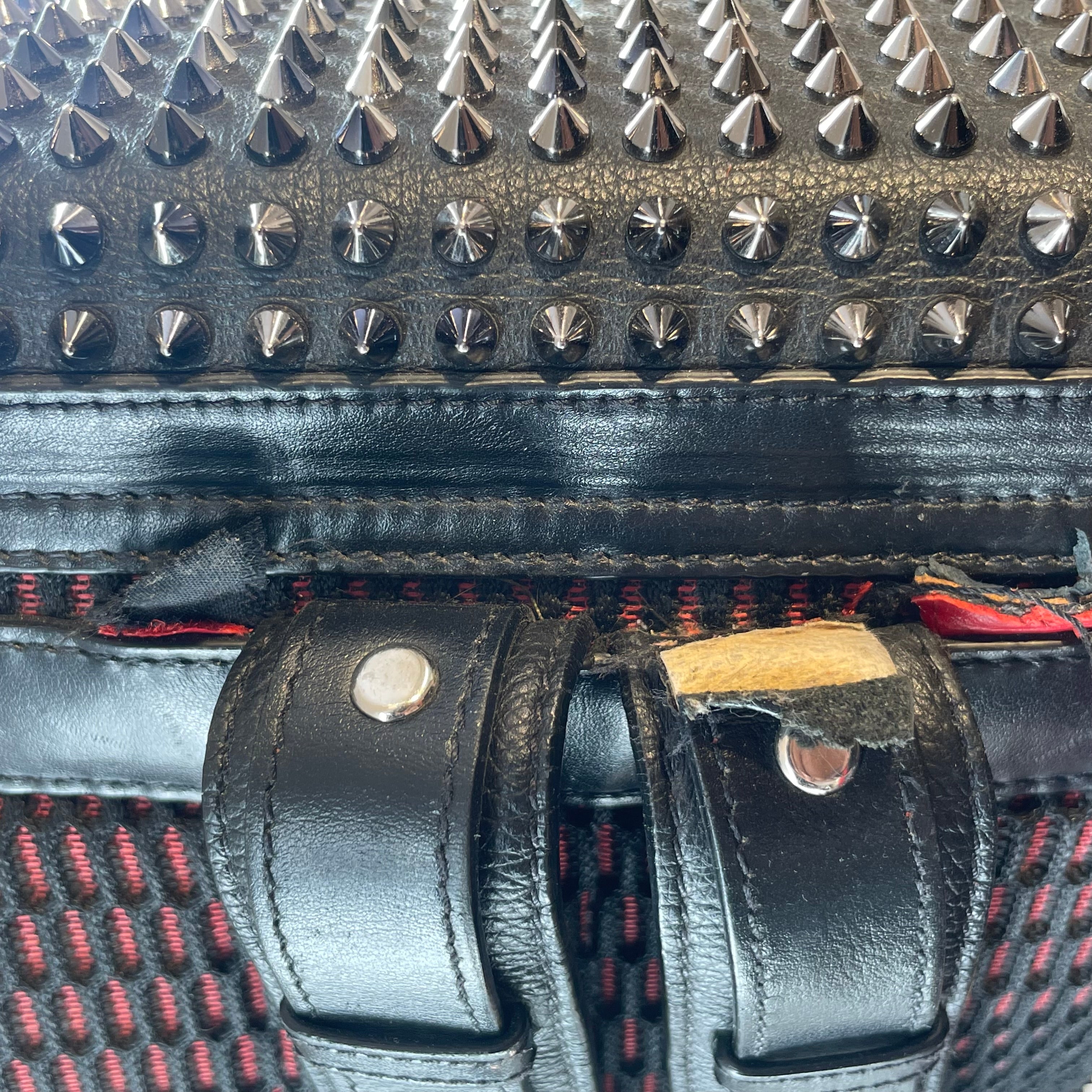 Christian Louboutin/Backpack/Leather/Black/red interior/spiked studded view 15