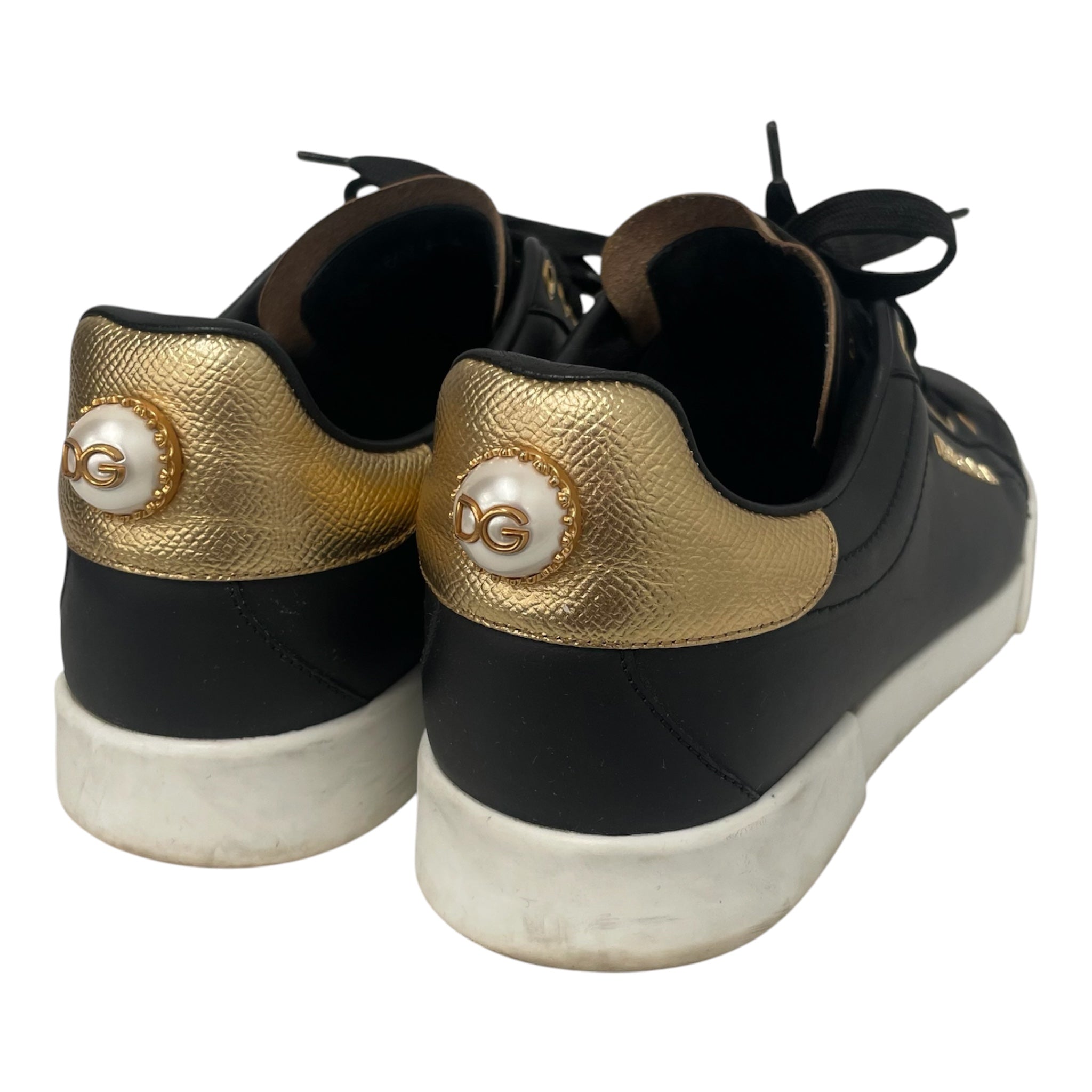 DOLCE&GABBANA/Low-Sneakers/US 9.5/Leather/BLK/GOLDLETTERING view 2