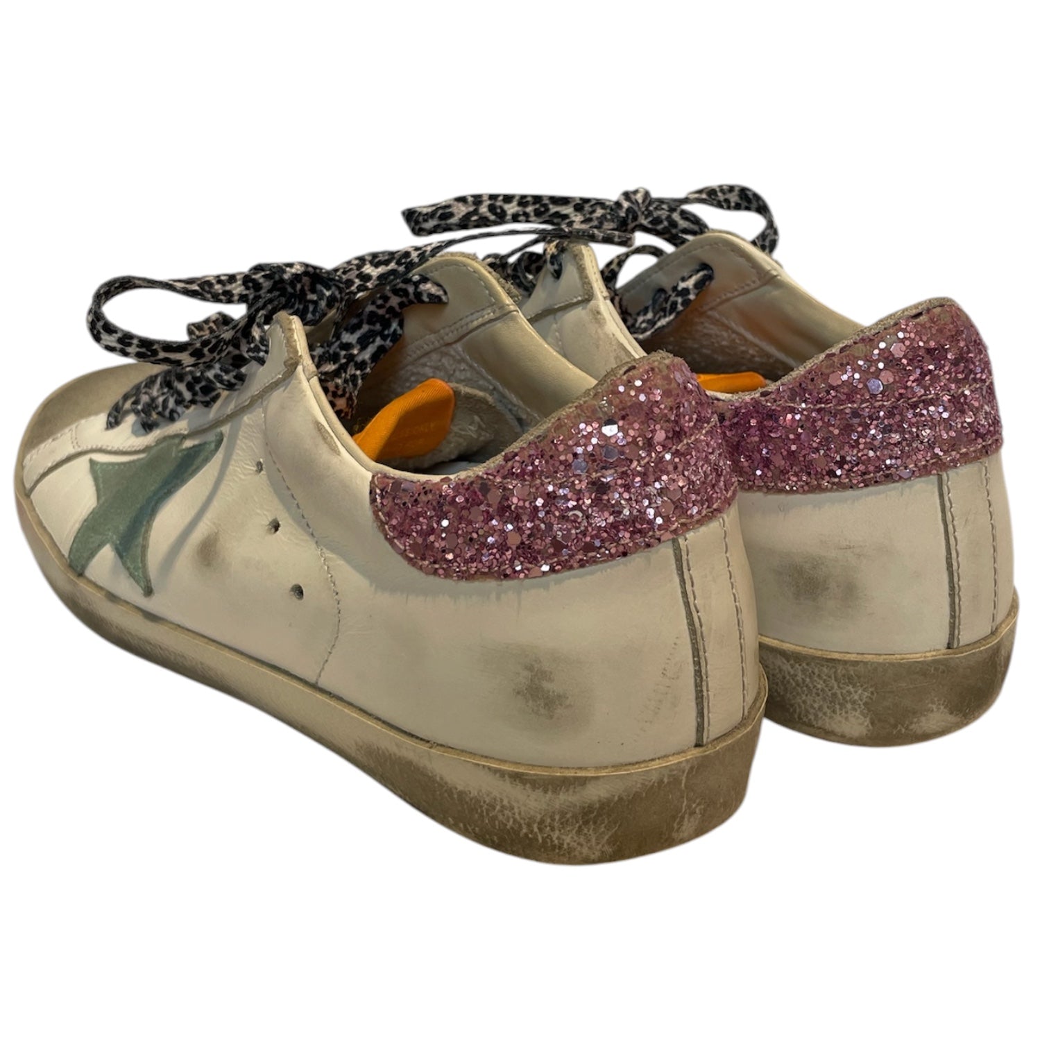 GOLDEN GOOSE/Low-Sneakers/EU 36/Leather/WHT/PINK HEEL AQUA STAR ORN TONGUE view 2