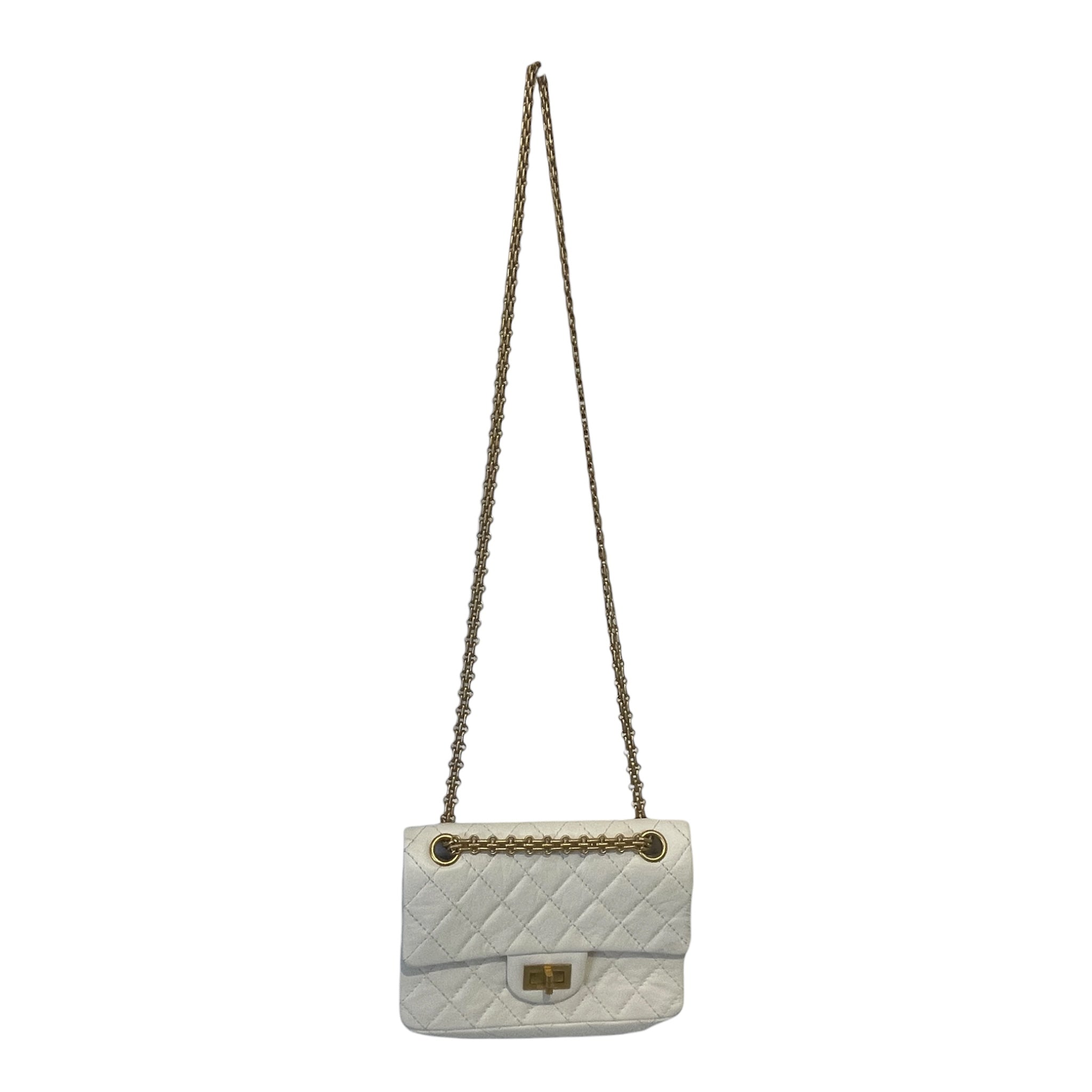 CHANEL/Cross Body Bag/Leather/WHT/GOLD HARDWARE AND CHAIN view 1