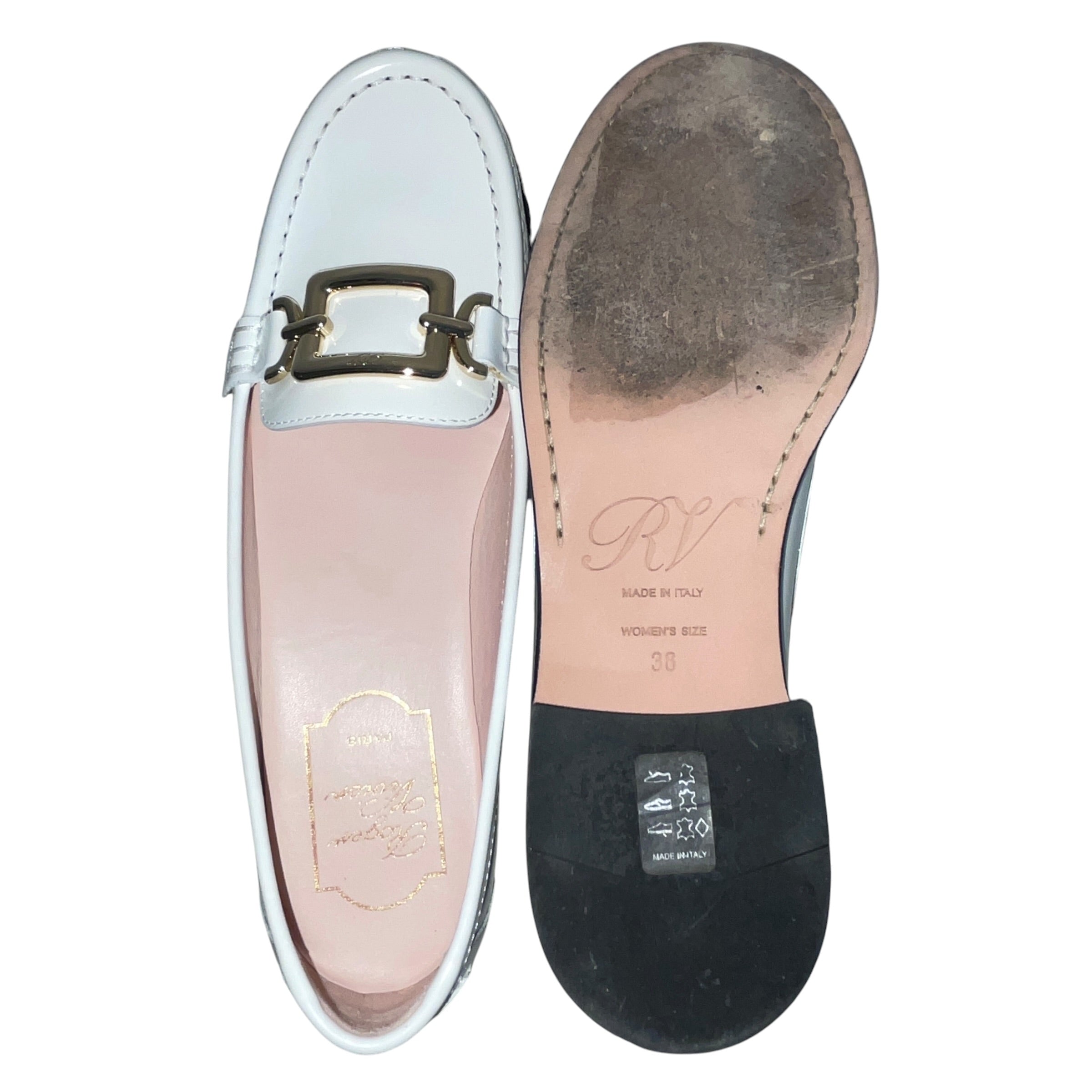 Roger Vivier/Loafers/EU 38/Leather/WHT/Slip-on/White Patent Buckled Loafers view 4