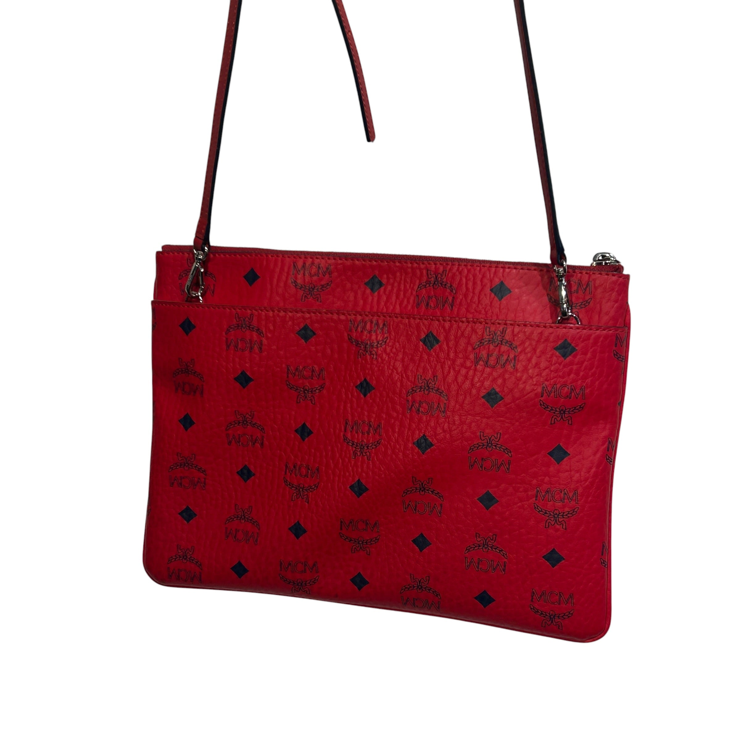 MCM/Cross Body Bag/Monogram/Leather/RED/viestos pouch crossbody view 2