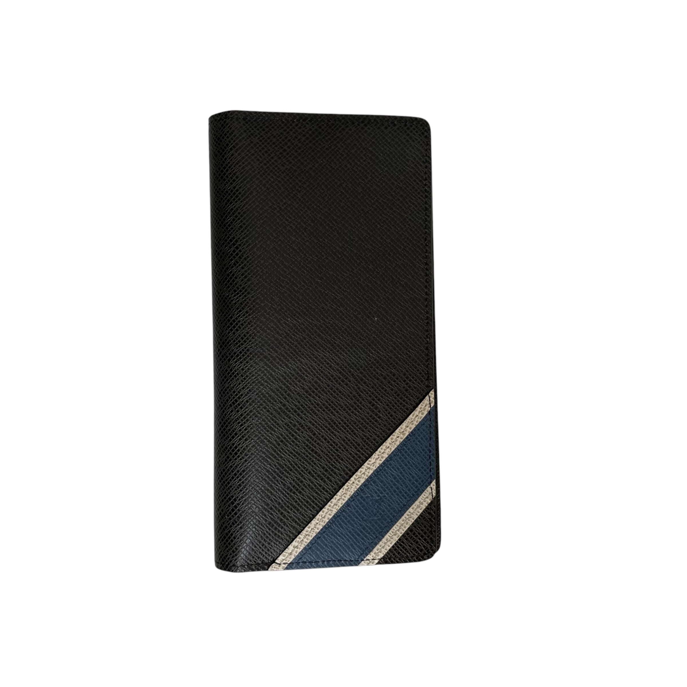 LOUIS VUITTON/Long Wallet/Leather/BLK/BLUE STRIPE view 1