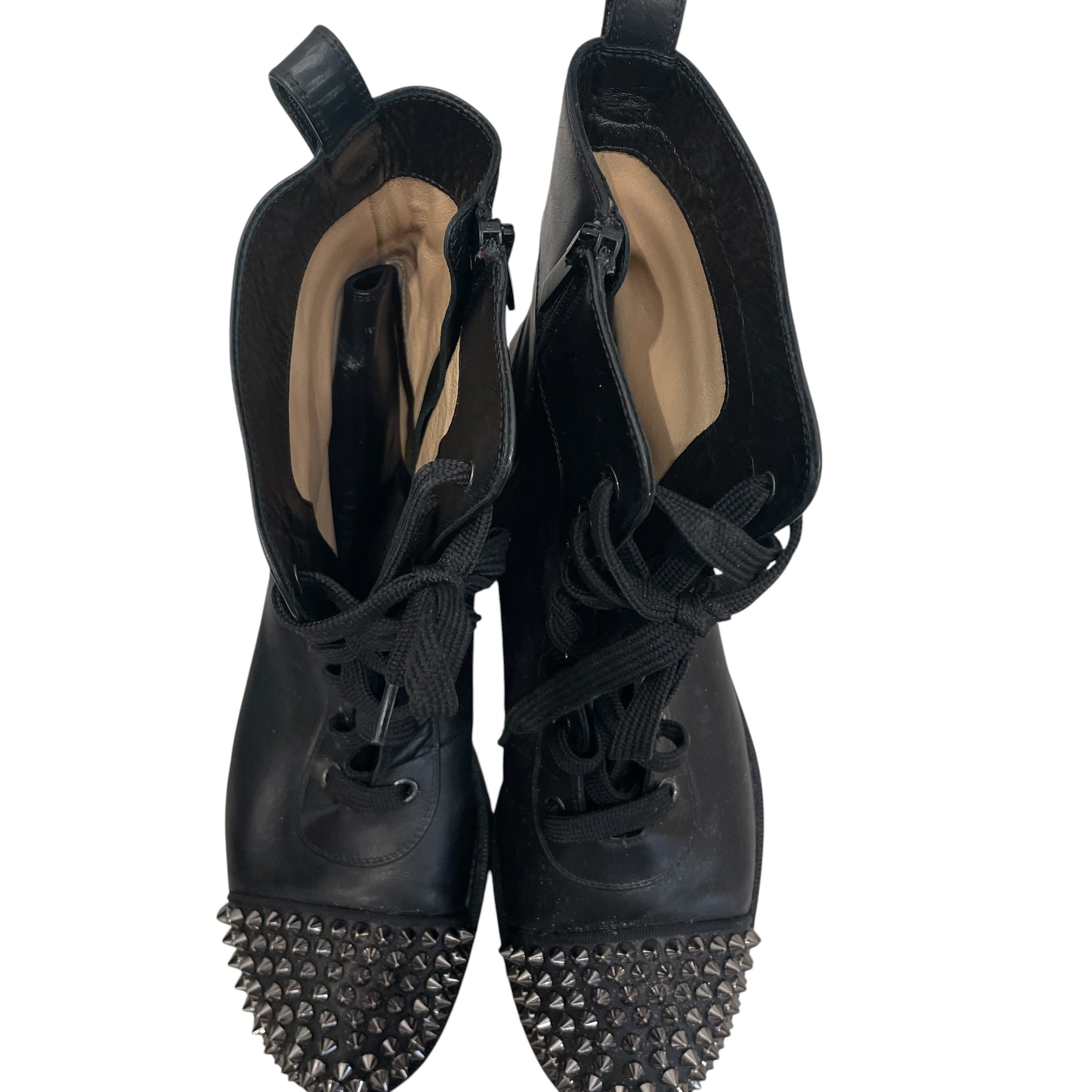 Christian Louboutin/Boots/EU 39.5/Leather/BLK/STUDDED CAP TOE view 5
