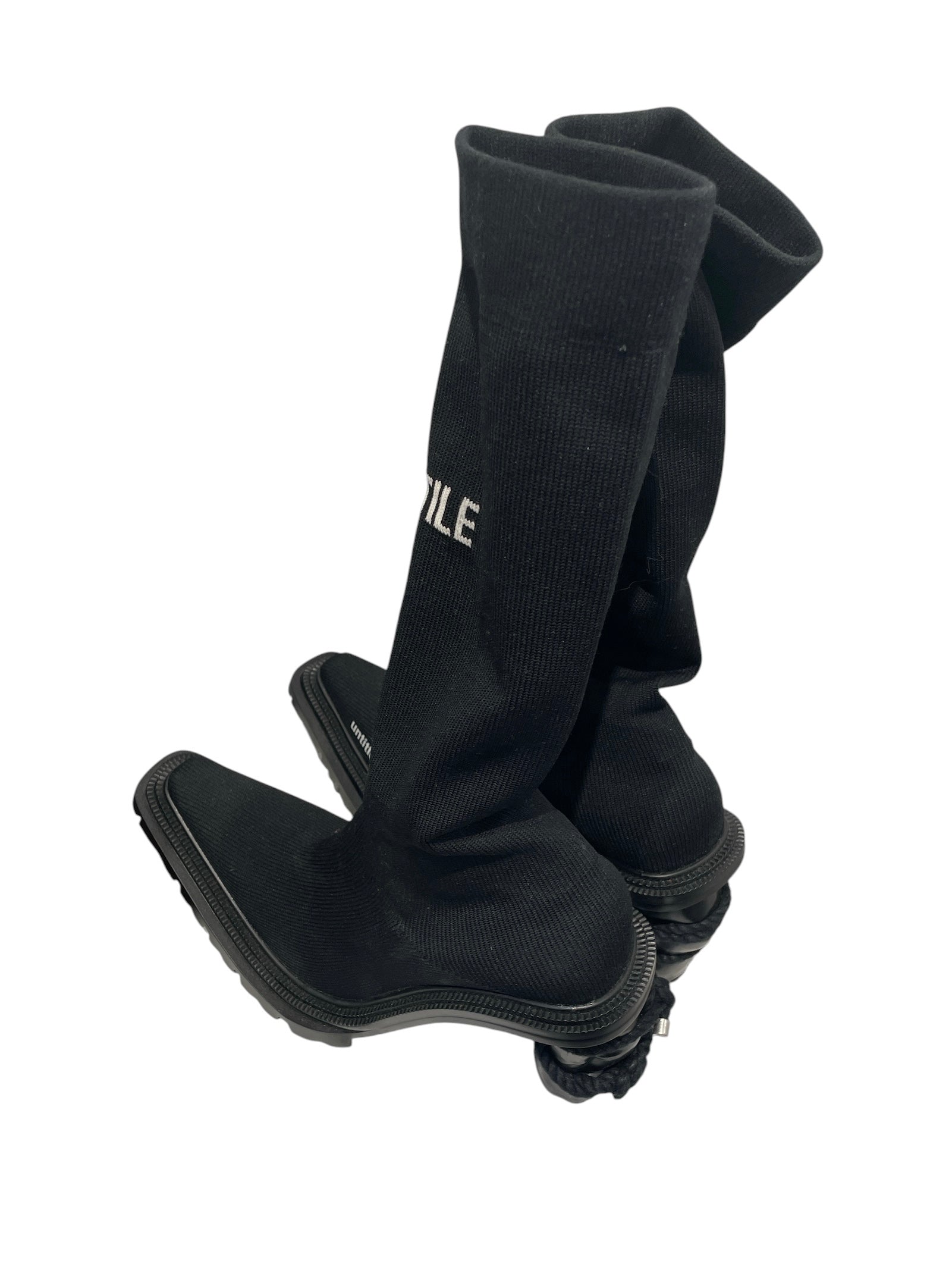 UNTITLED/Boots/EU 36/Cotton/BLK/sock heel with corded heel view 2