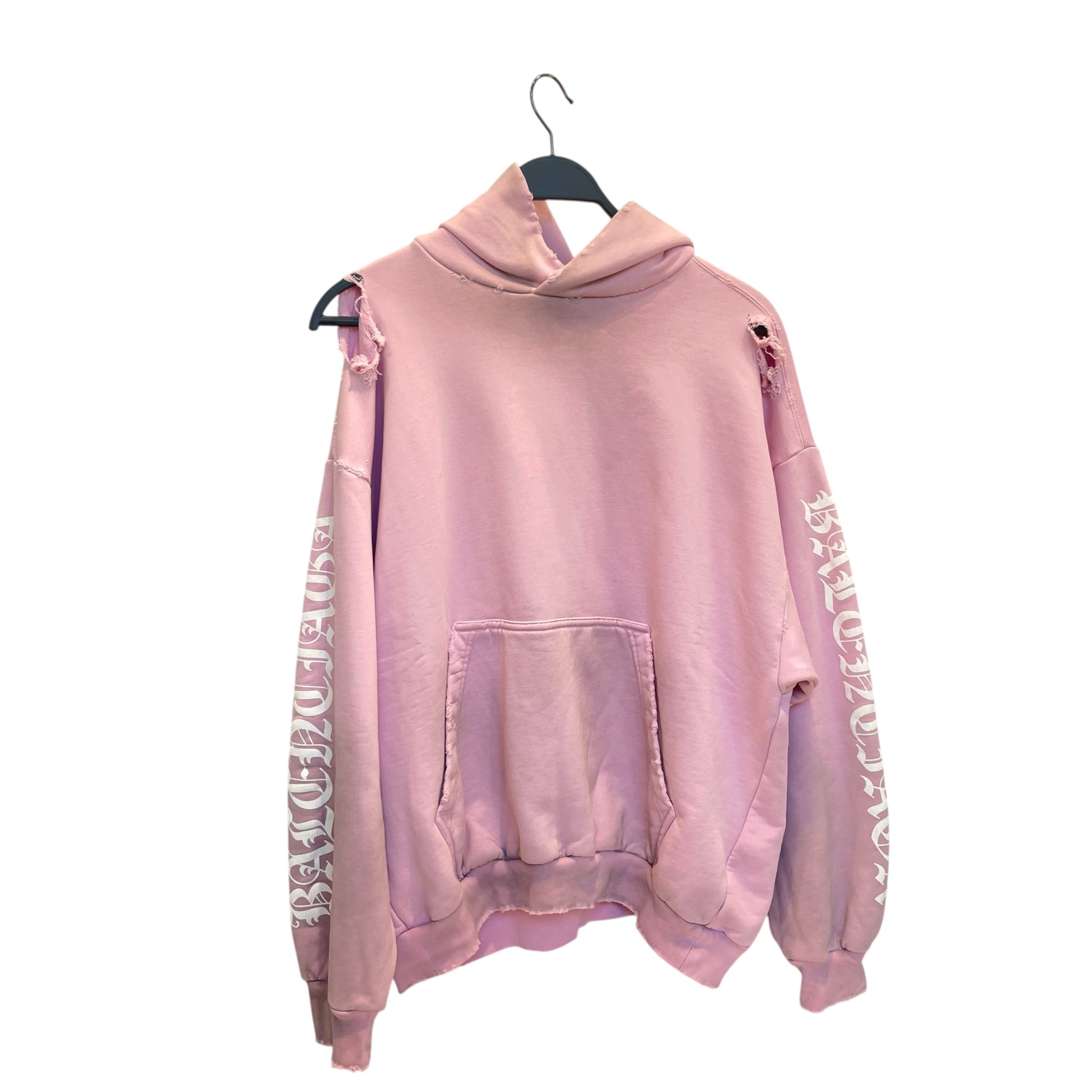 BALENCIAGA/Hoodie/S/Nylon/PNK/Distressed/gothic sleeves view 1