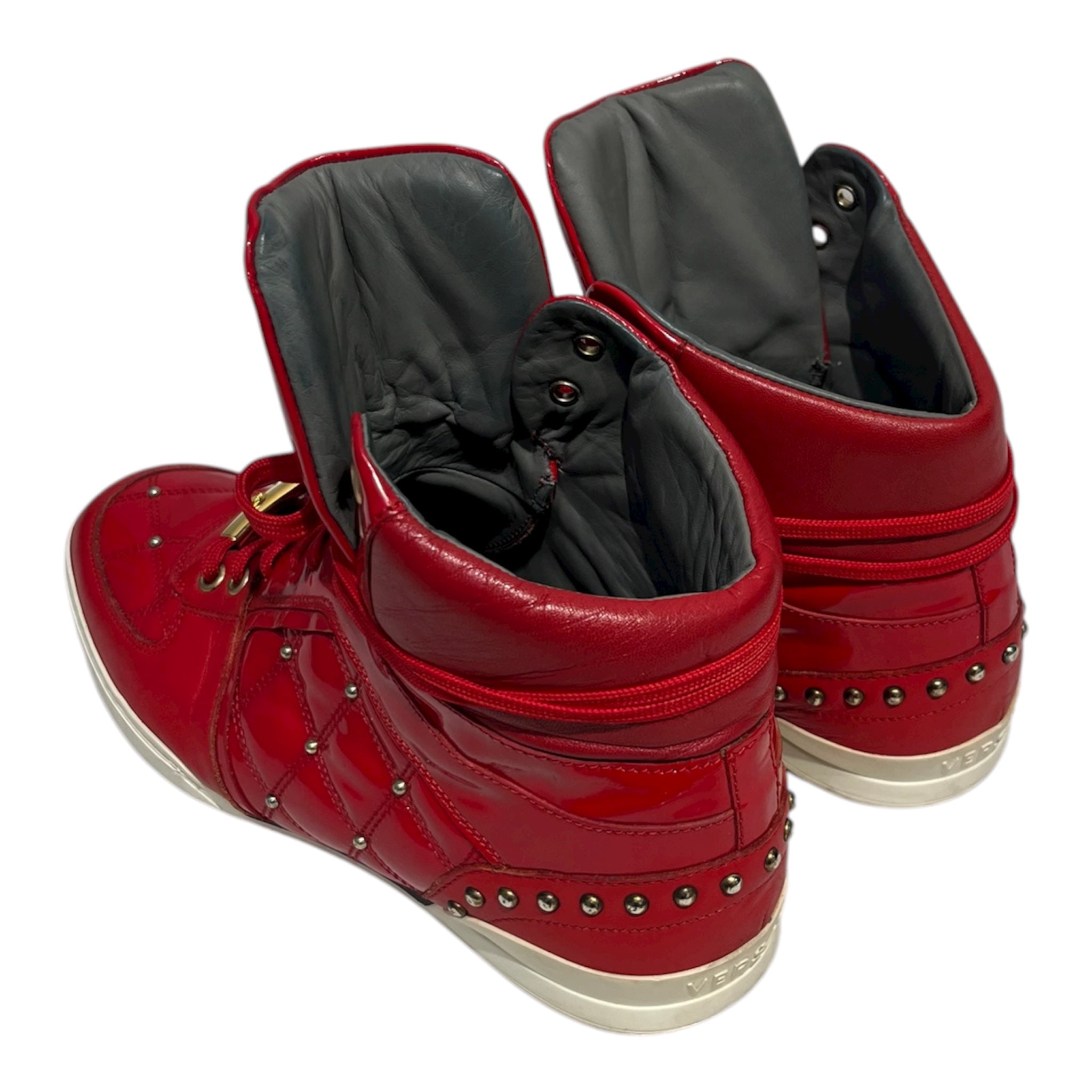 VERSACE/Hi-Sneakers/RED/GOLD STUDDED HIGH TOP view 2