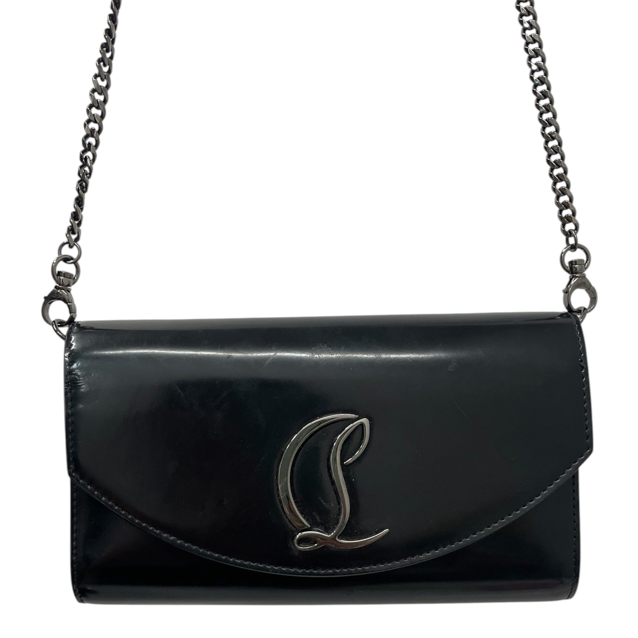 Christian Louboutin/Cross Body Bag/Leather/BLK/CHAIN STRAP/RED LINED view 1