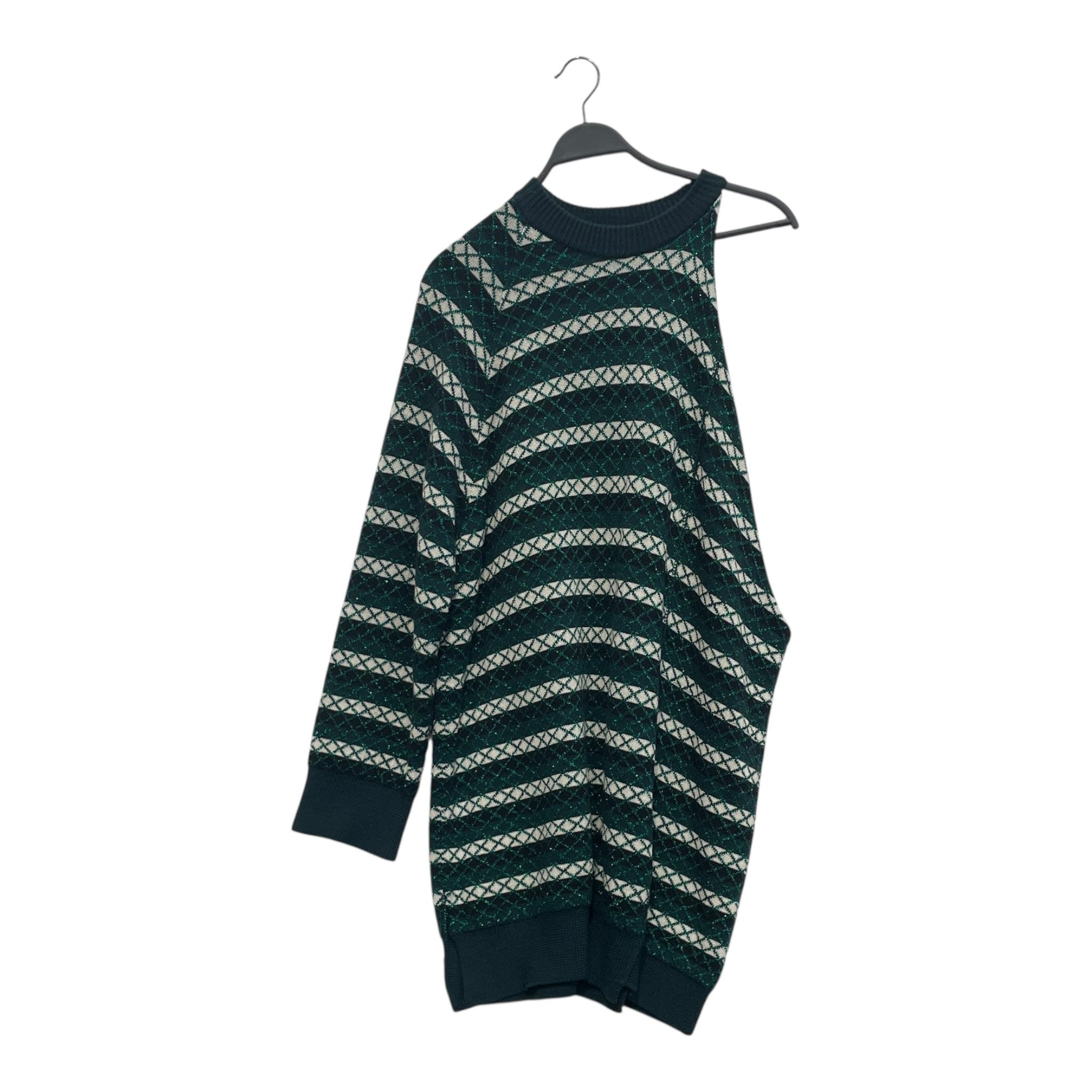 RAF SIMONS/Sweater/S/Stripe/Wool/GRN/ONE SLEEVE ARCYLIC CHECK view 1