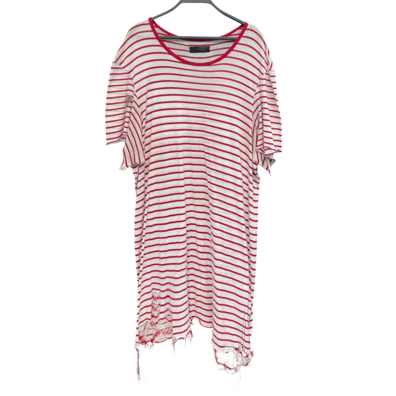 AMIRI/T-Shirt/XL/Cotton/WHT/Stripe/RED STRIPE TEE/DSTRESS BOTTOM