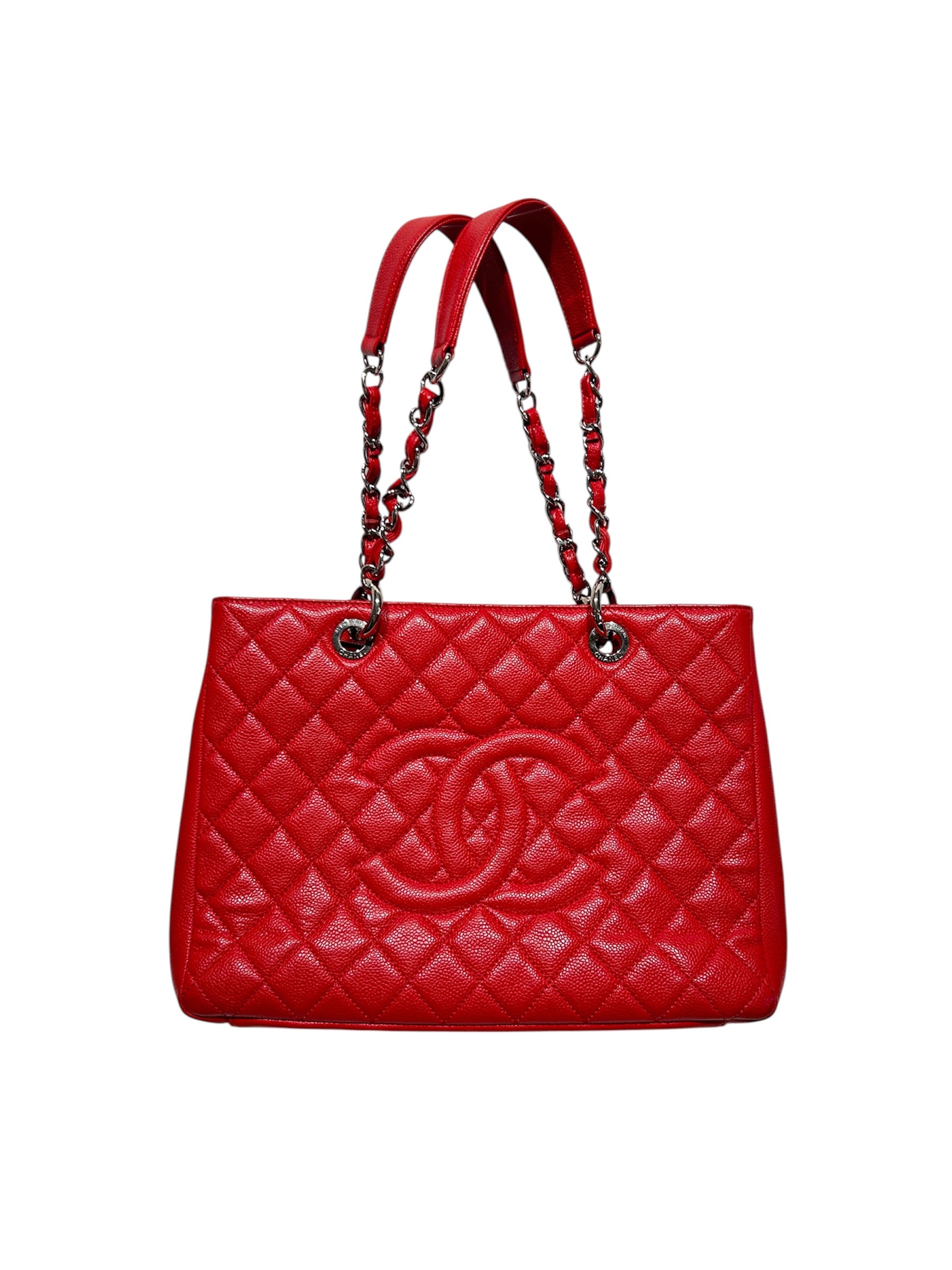 CHANEL/Tote Bag/Leather/RED/GRAND SHOPPING TOTE view 1