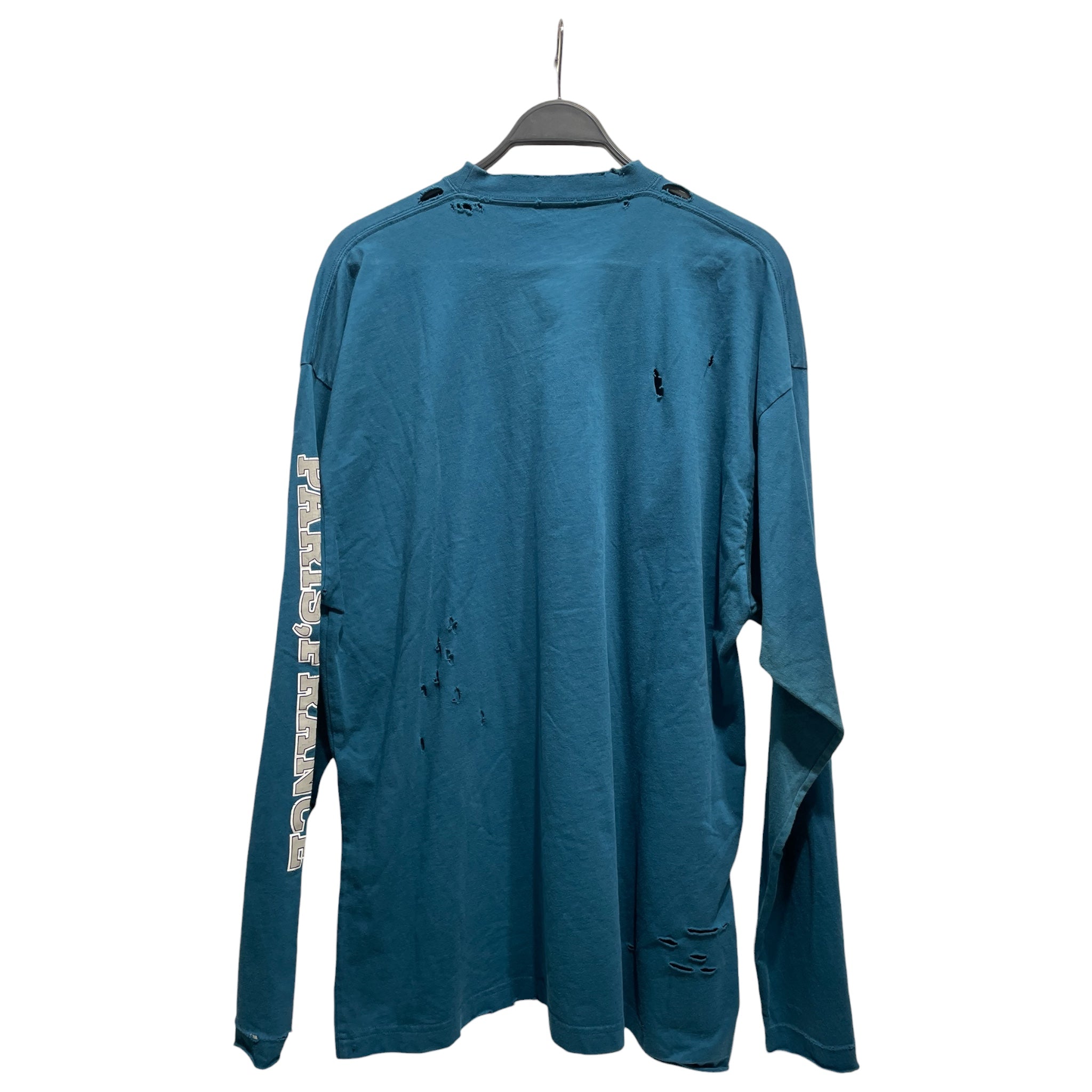 BALENCIAGA/LS T-Shirt/2/Cotton/BLU/Graphic/distressed paris france view 2