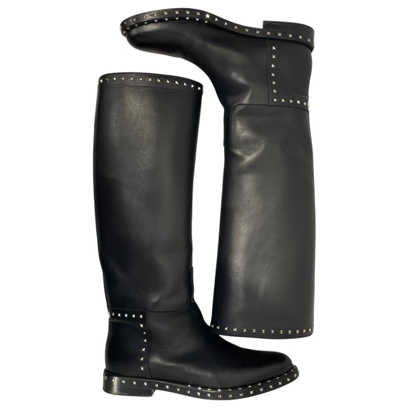 VALENTINO/Long Boots/EU 39/Leather/BLK/VALENTINO STUDDED BOOTS