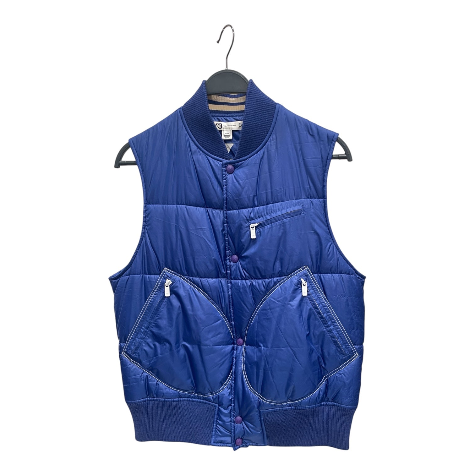 Y-3/Puffer Vest/M/Polyester/BLU/WHT STITCH PUFFER VEST view 1