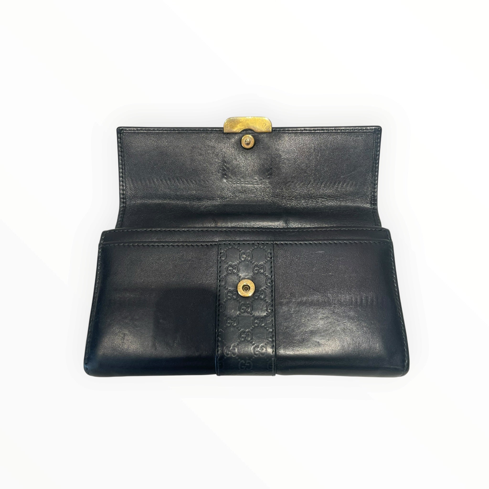 GUCCI/Long Wallet/Leather/BLK/L's/Guccissima- Gold Hardware view 6