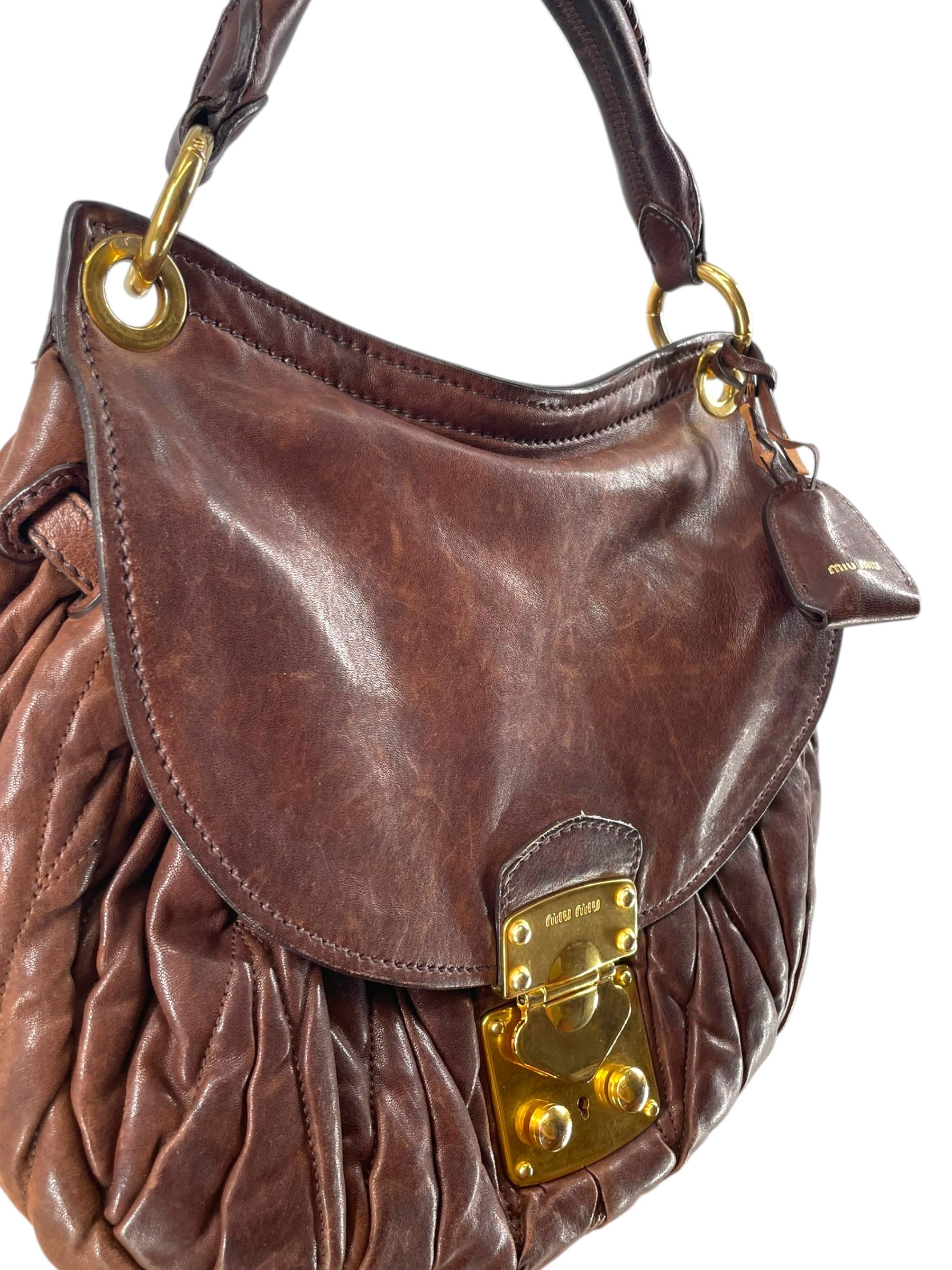 MIU MIU/Bag/Leather/BRW/MATELASSE COFFER HOBO view 6