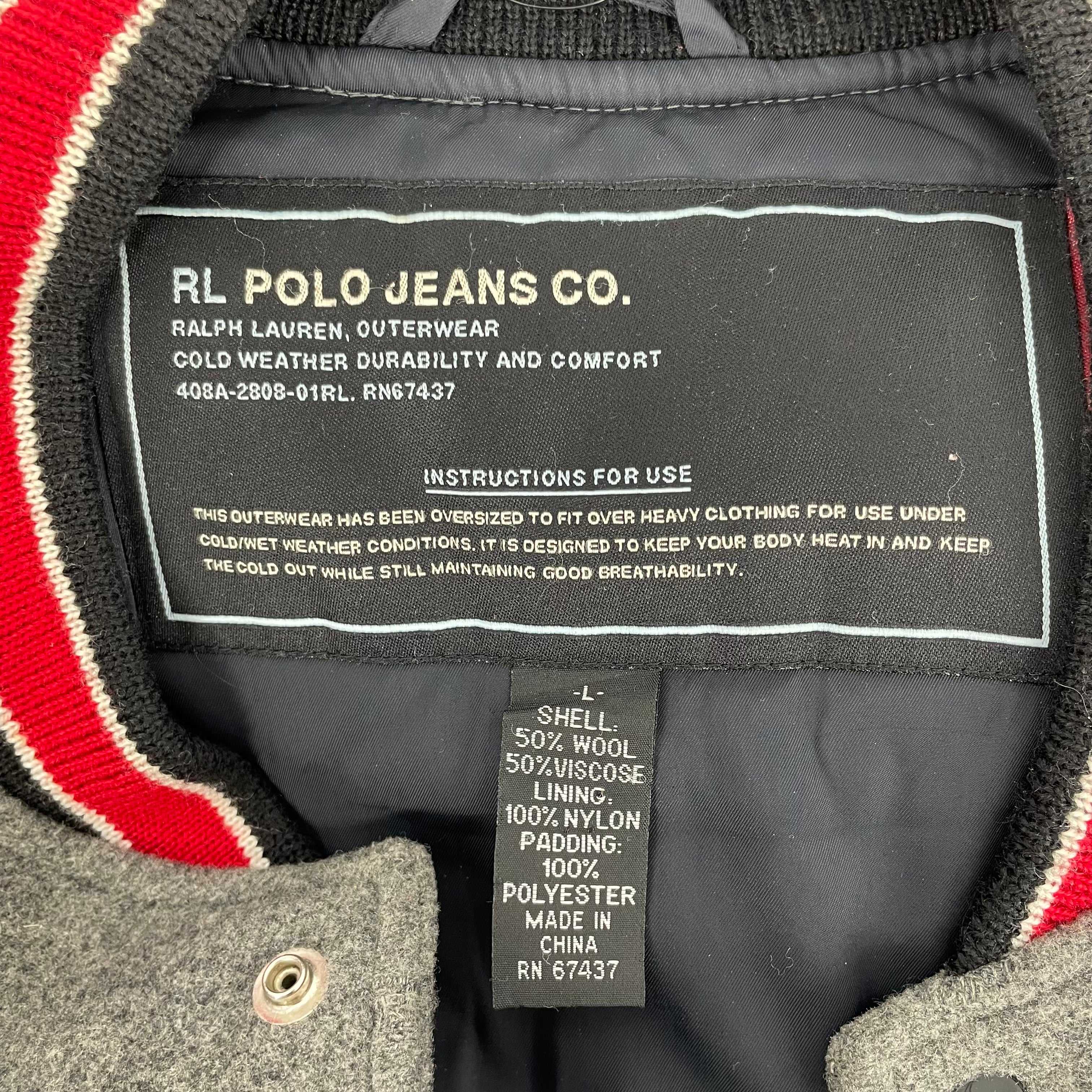 POLO RALPH LAUREN/Jacket/L/Polyester/BLK/POLO RL VARSITY view 3