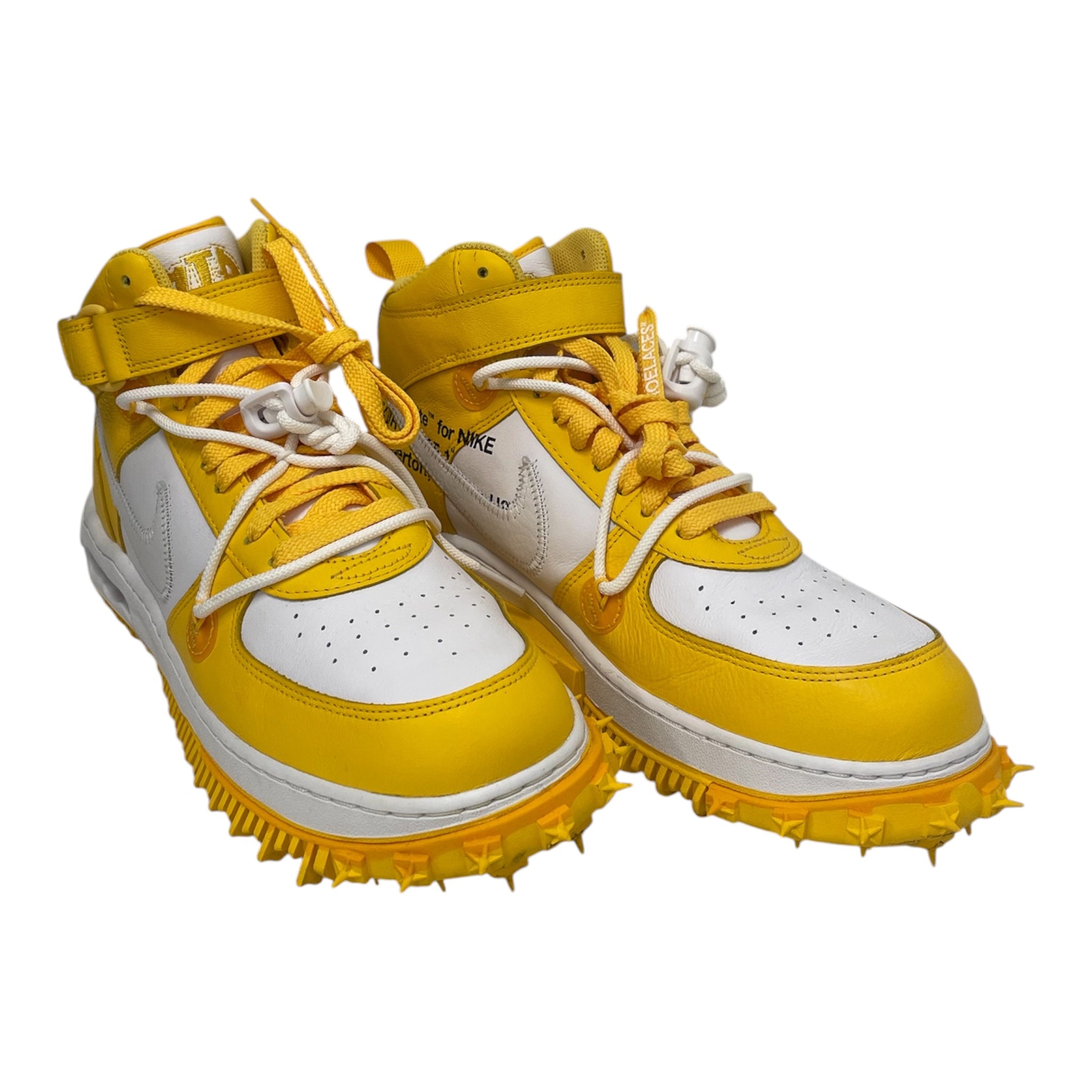 NIKE/OFF-WHITE/Hi-Sneakers/US 11.5/Leather/YEL/Air force high top view 1