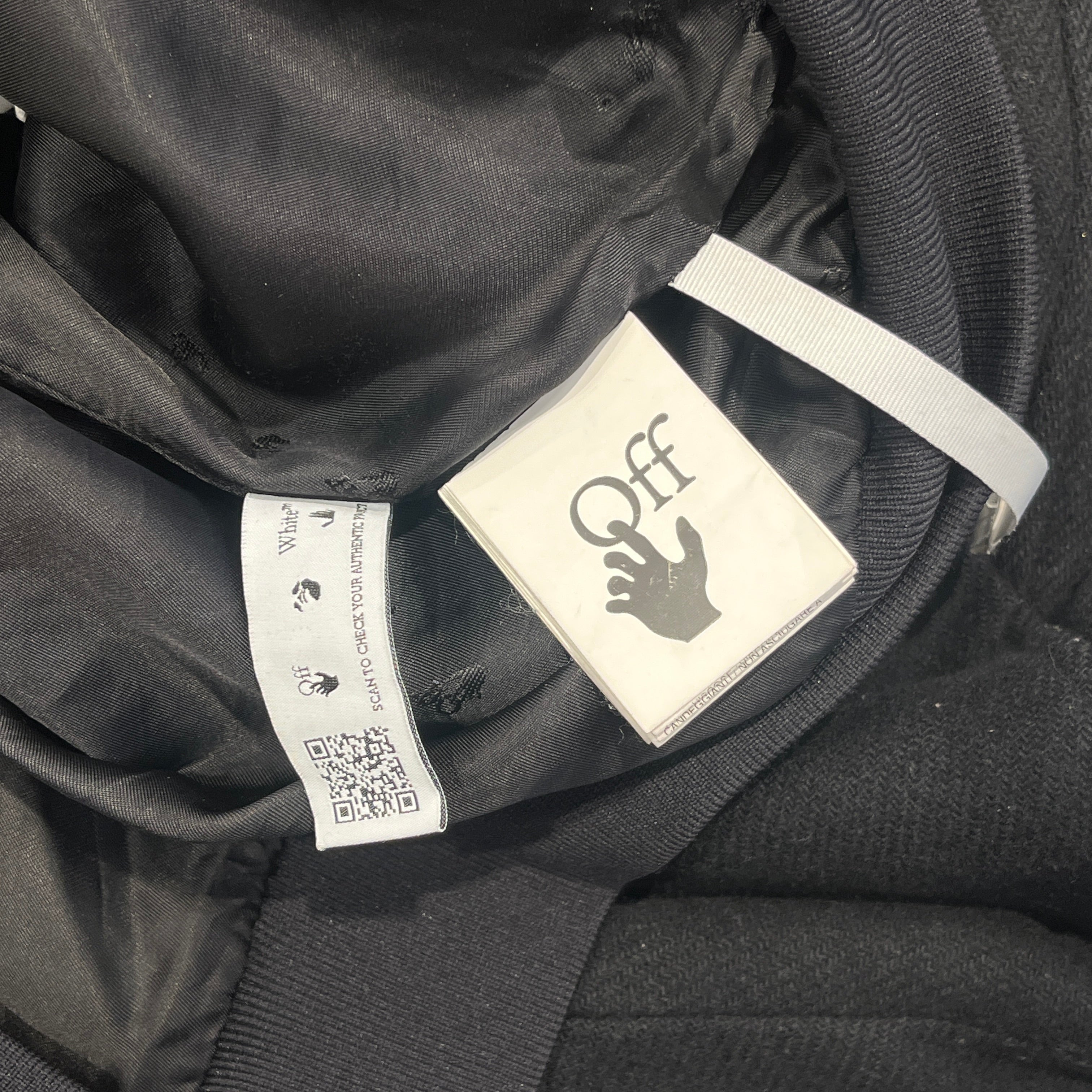 OFF-WHITE/Baseball Jkt/XXL/Cotton/BLK/OW Letterman view 4