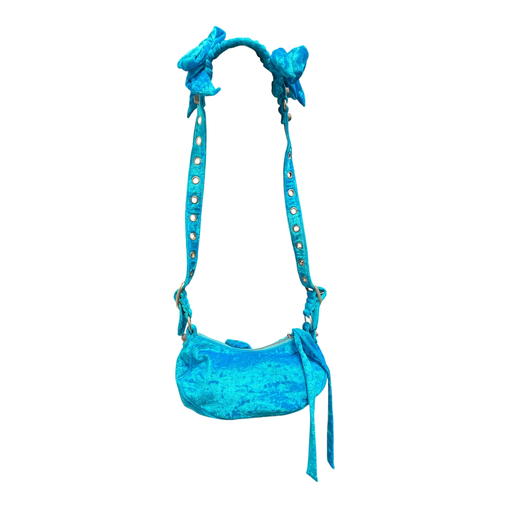 BALENCIAGA/Cross Body Bag/Velour/BLU/ view 2