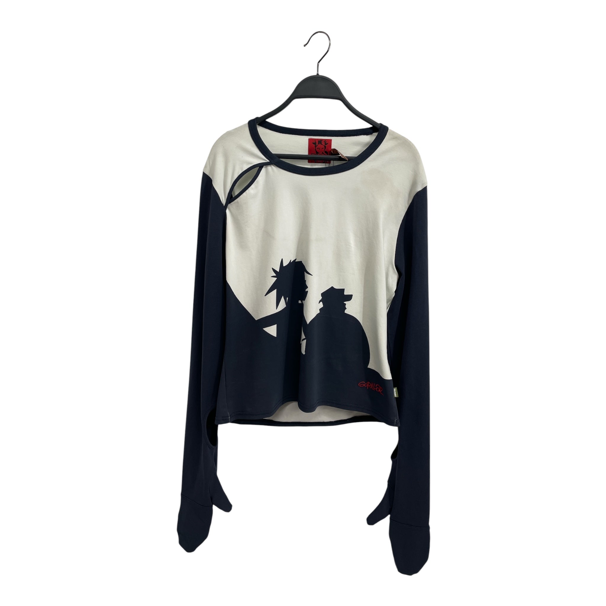Heaven By Marc Jacobs/LS T-Shirt/XL/Graphic/Cotton/WHT/GORILLAZ\ HAND COVER\NVY view 1