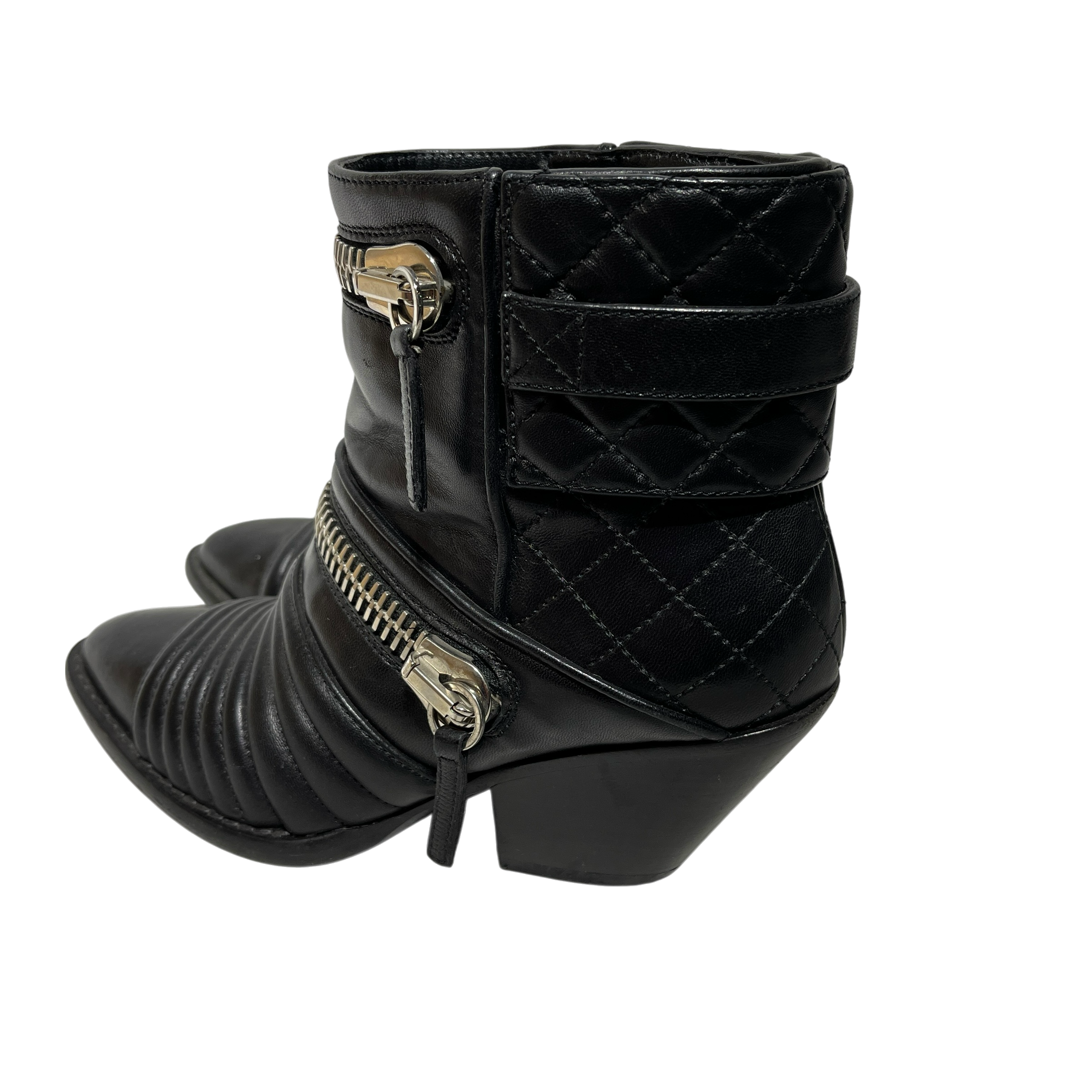 Giuseppe Zanotti/Boots/EU 35/Leather/BLK/big zipper quilt boot view 2