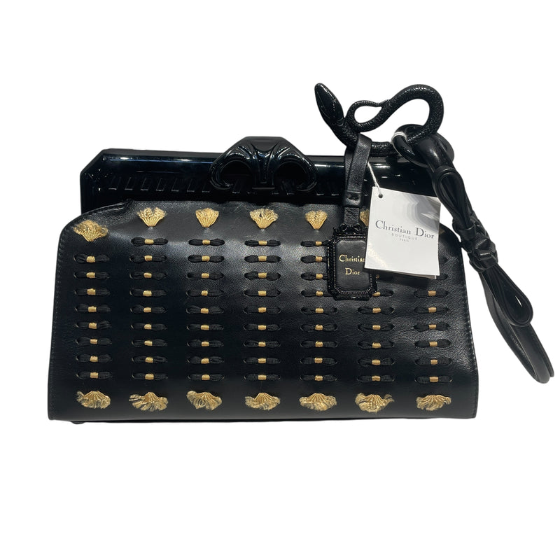 Christian Dior/Clutch Bag/Leather/BLK/