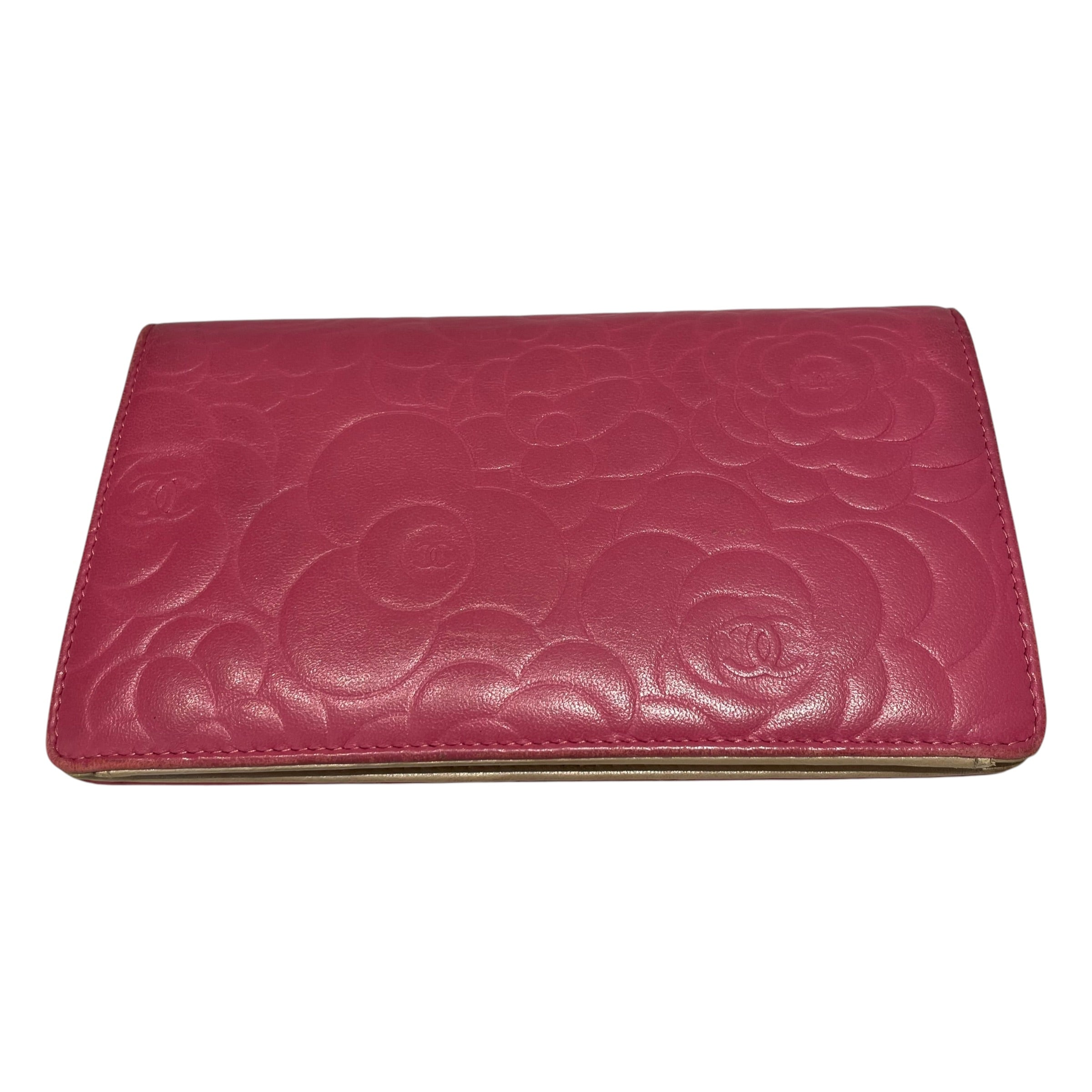 CHANEL/Long Wallet/Floral Pattern/Leather/PNK/L's/Camellia ziparound view 2