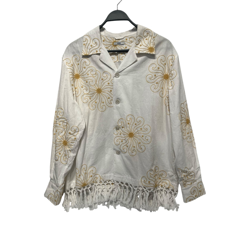 BODE/LS Shirt/M/L/Cotton/WHT/YELLOW & WHITE