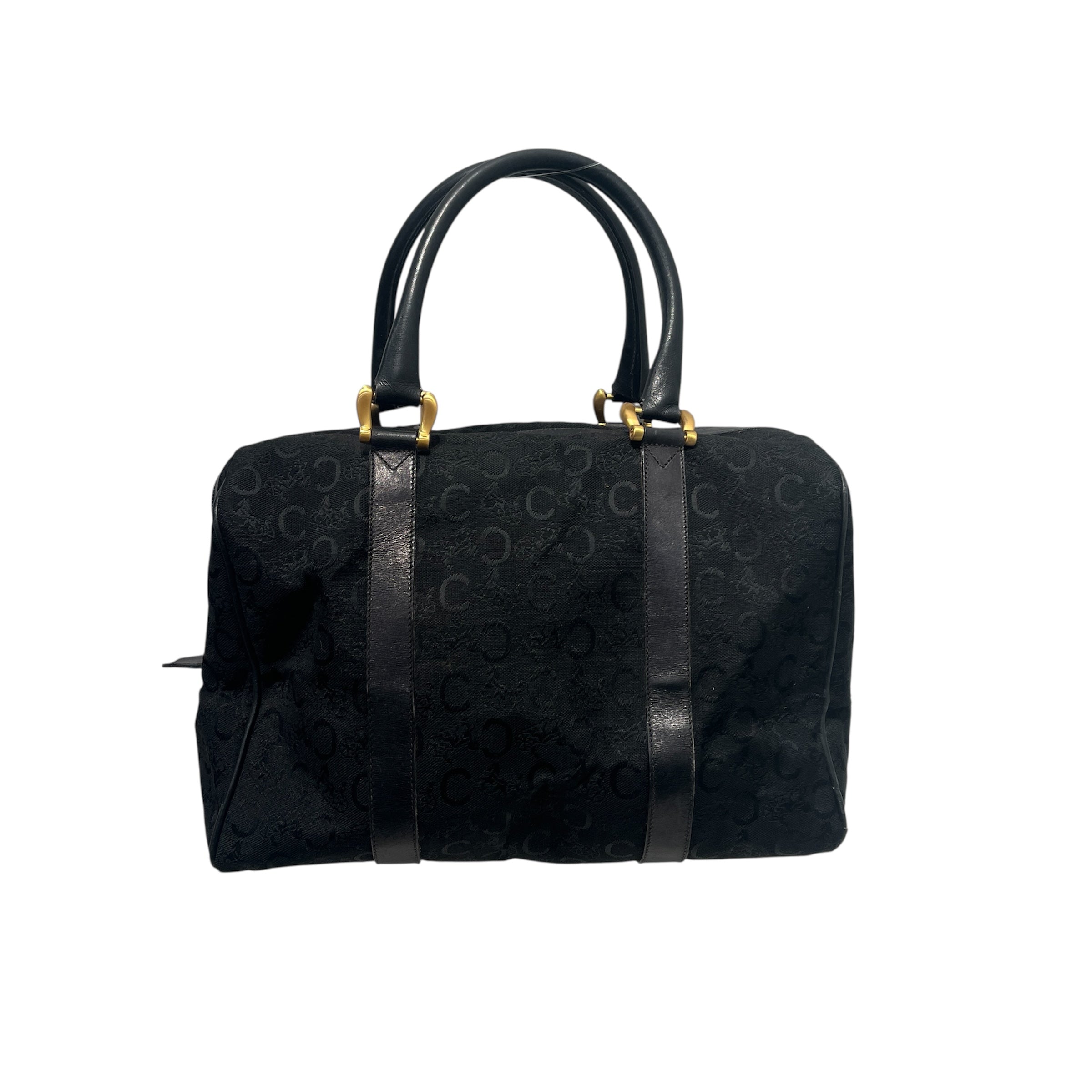CELINE/Hand Bag/Monogram/Cotton/BLK/VINTAGE BOSTON BAG GOLD METAL view 2