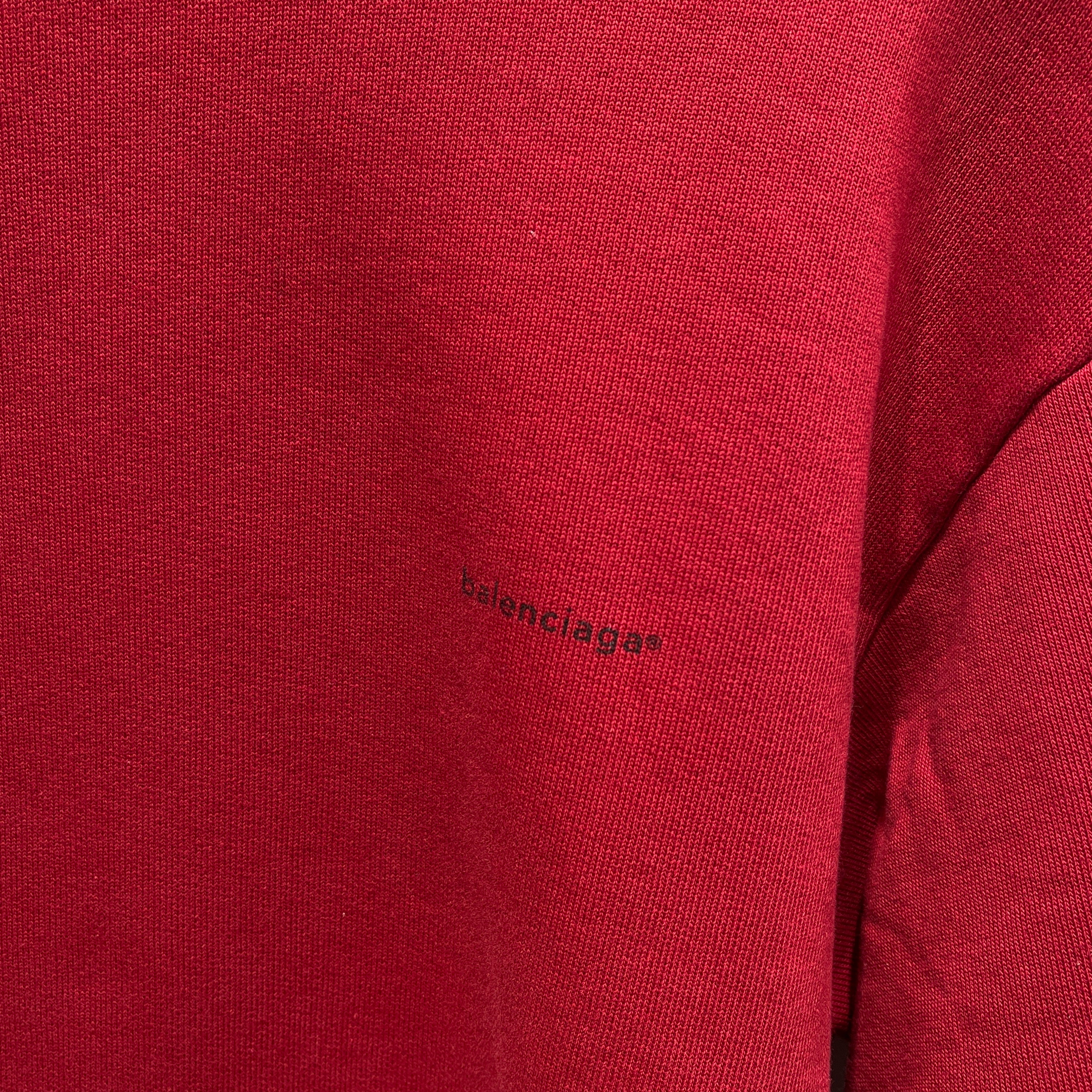 BALENCIAGA/Sweatshirt/S/Cotton/RED/mini logo crewneck view 4
