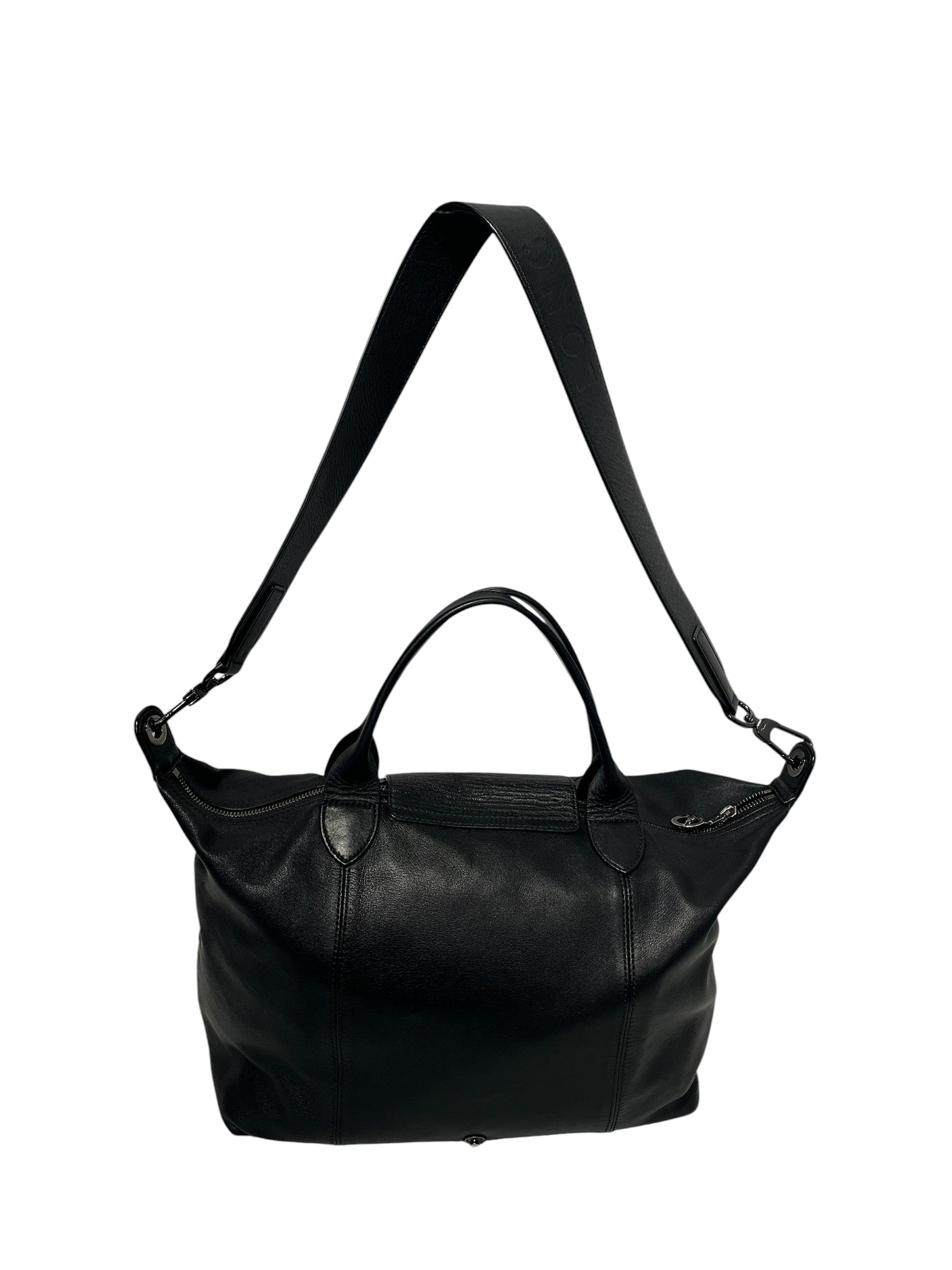 LONGCHAMP/Cross Body Bag/Leather/BLK/CALFSKIN view 2