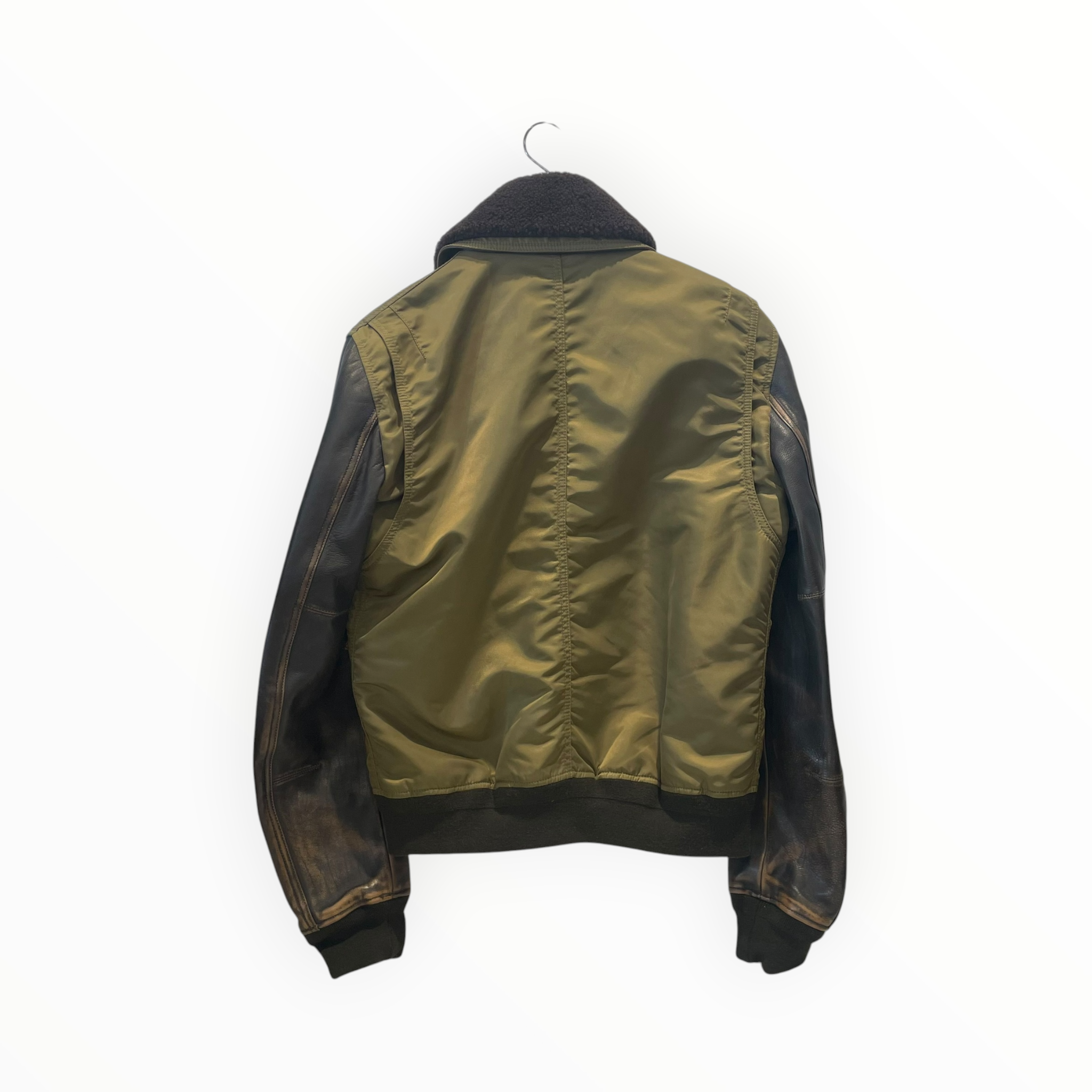 BURBERRY BRIT/Leather Jkt/M/Leather/GRN/OLIVE LEATHER BOMBER view 2