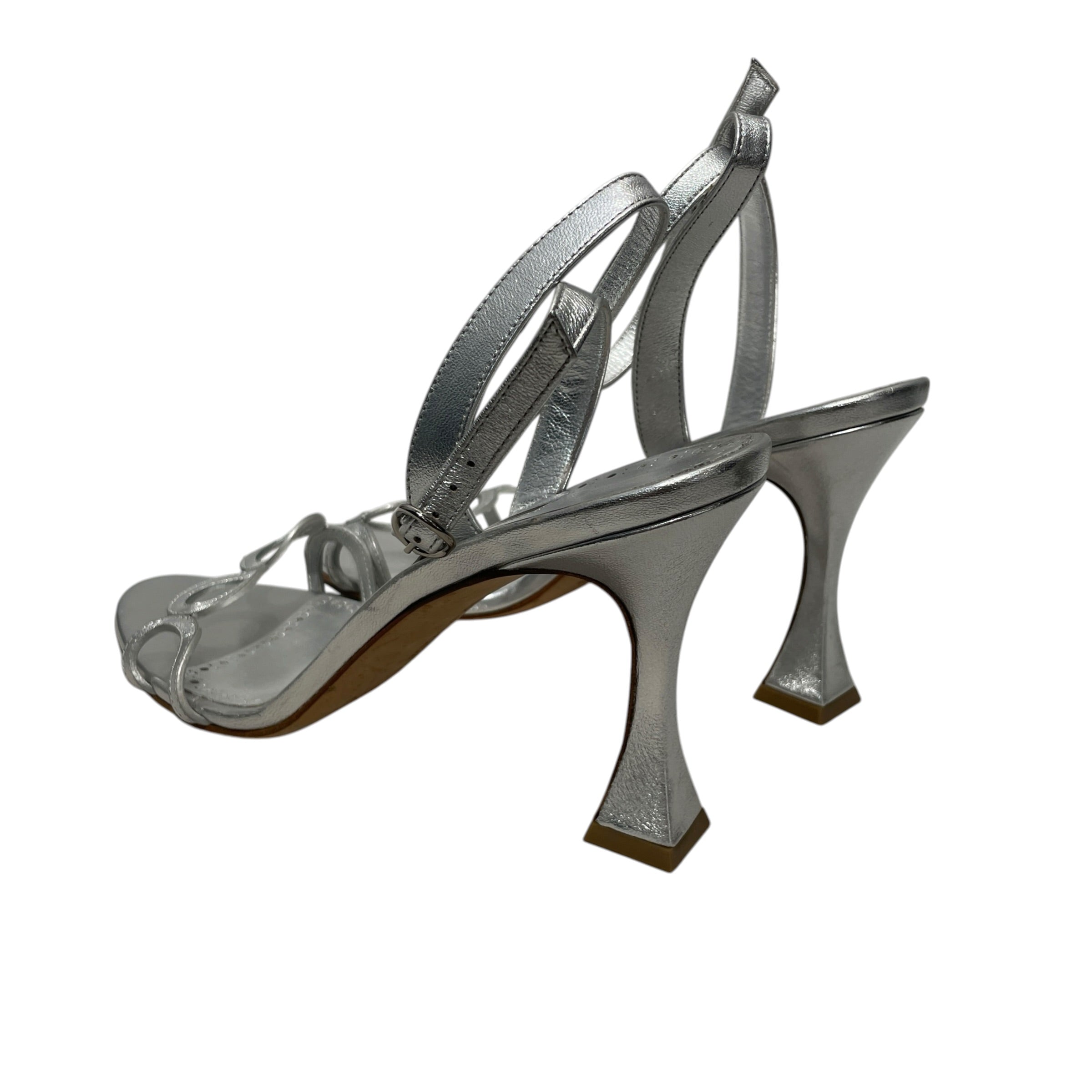 MANOLO BLAHNIK/Heels/EU 41/Leather/SLV/Ankle Strap/SILVER WARPED HEEL view 2