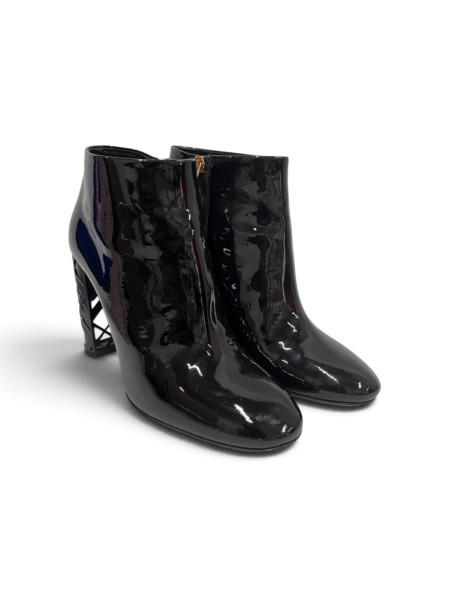 BURBERRY LONDON/Rain Boots/EU 38/Leather/BLK/Patent/KENNARD CAGE PATENT LEATHER view 1