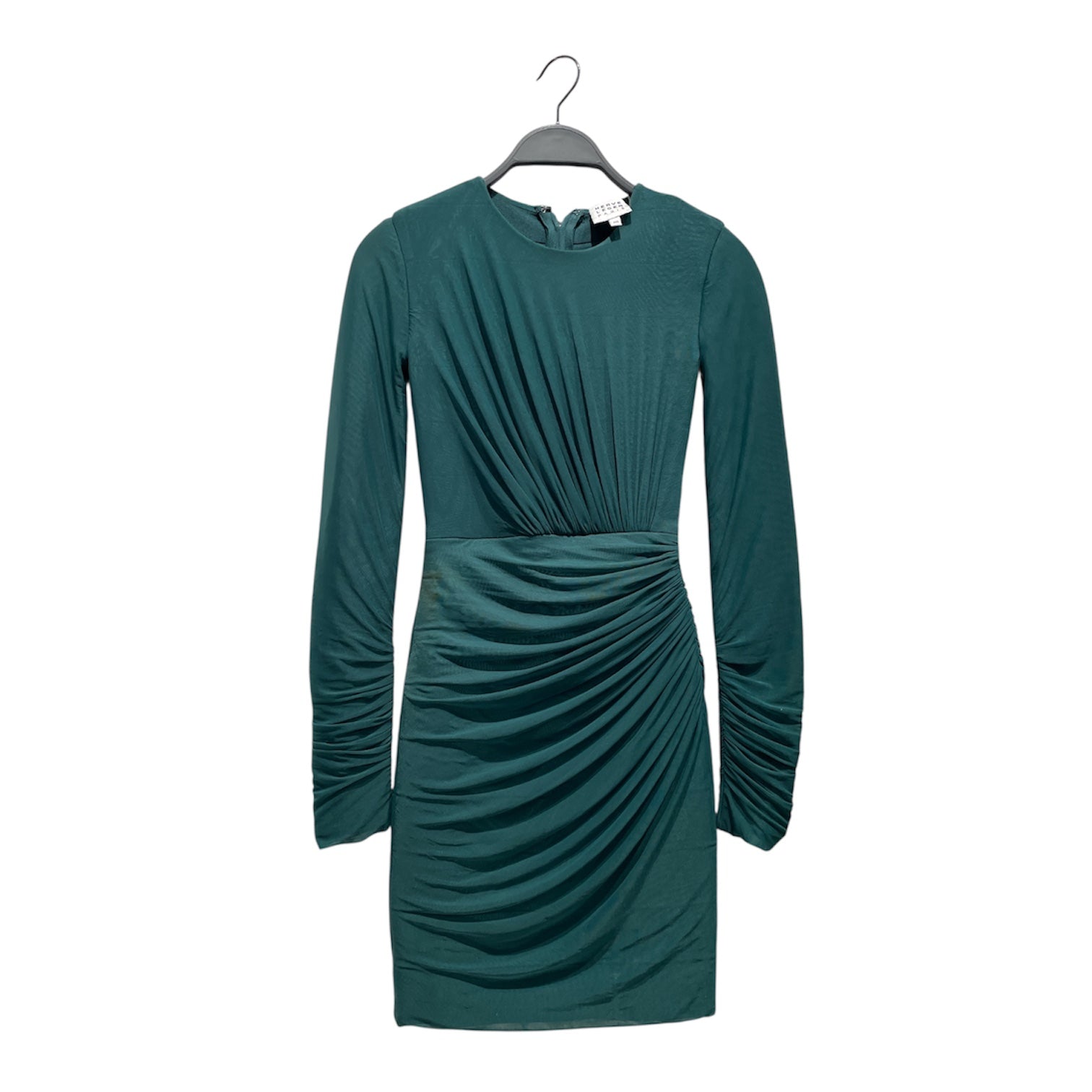 Herve Leger/LS Dress/XXS/Cotton/GRN/Ruched Body-con view 1