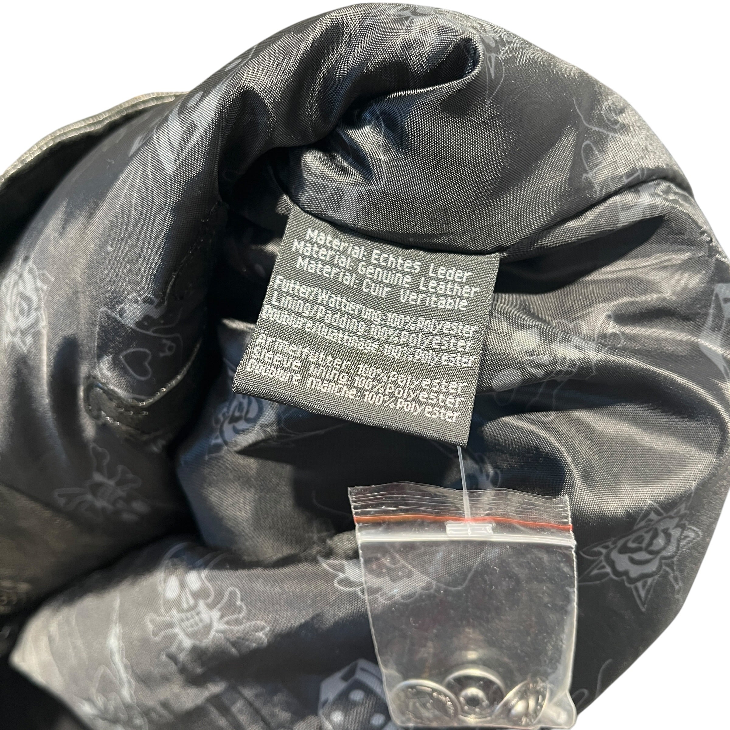 Ed Hardy/Leather Jkt/L/Leather/BLK/LIVE TO RIDE JOLLY ROGER STRIP view 4