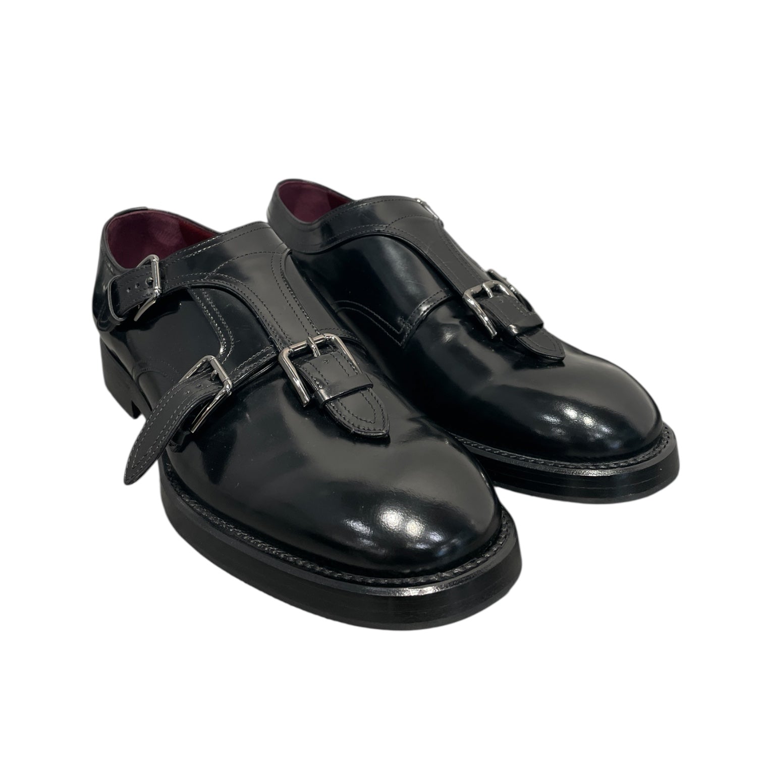 DOLCE&GABBANA/Dress Shoes/US 8/Leather/BLK/"Monkstraps" Red Insole view 1