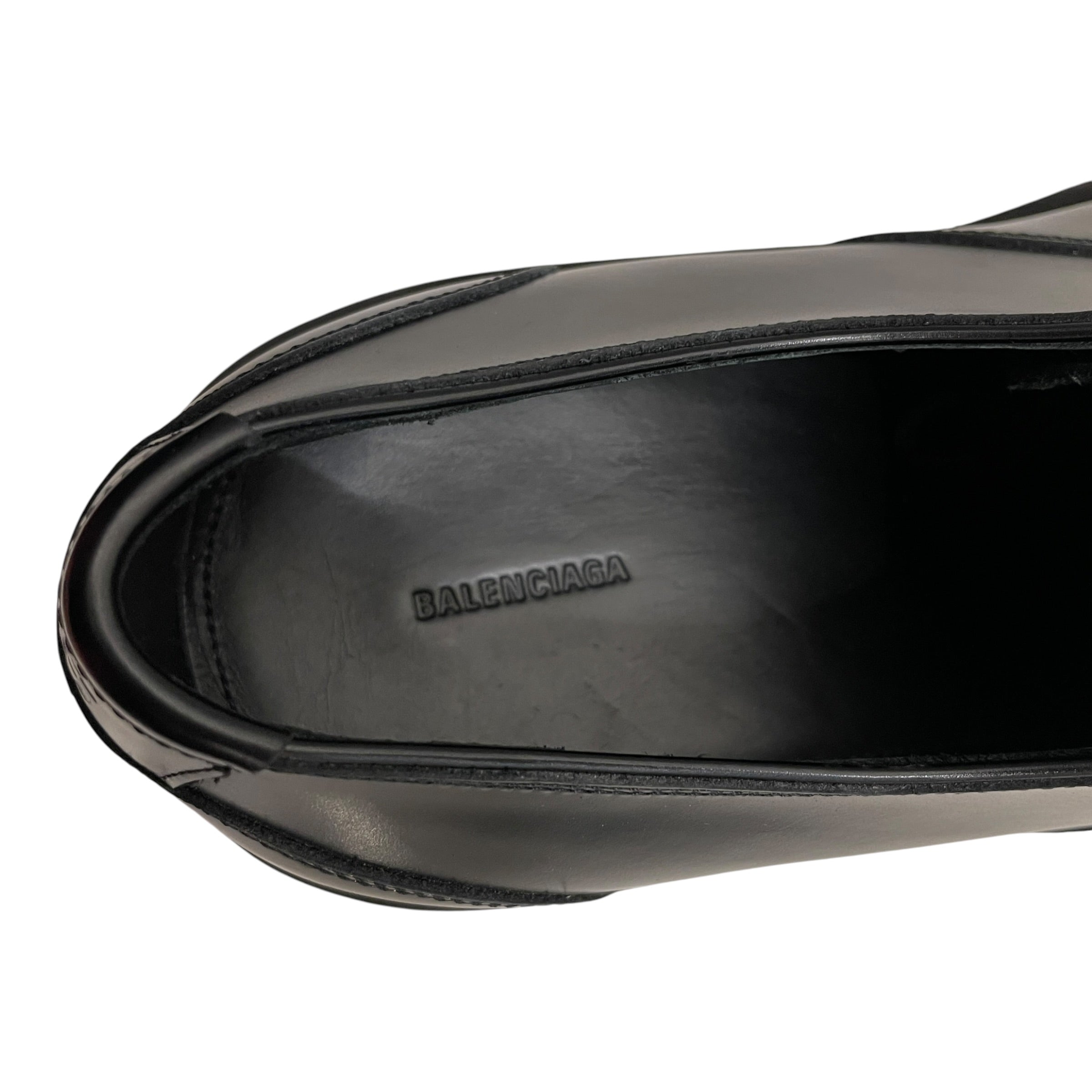 BALENCIAGA/Dress Shoes/EU 46/Leather/BLK/BB INSPECTOR DERBY LONG TOE view 4
